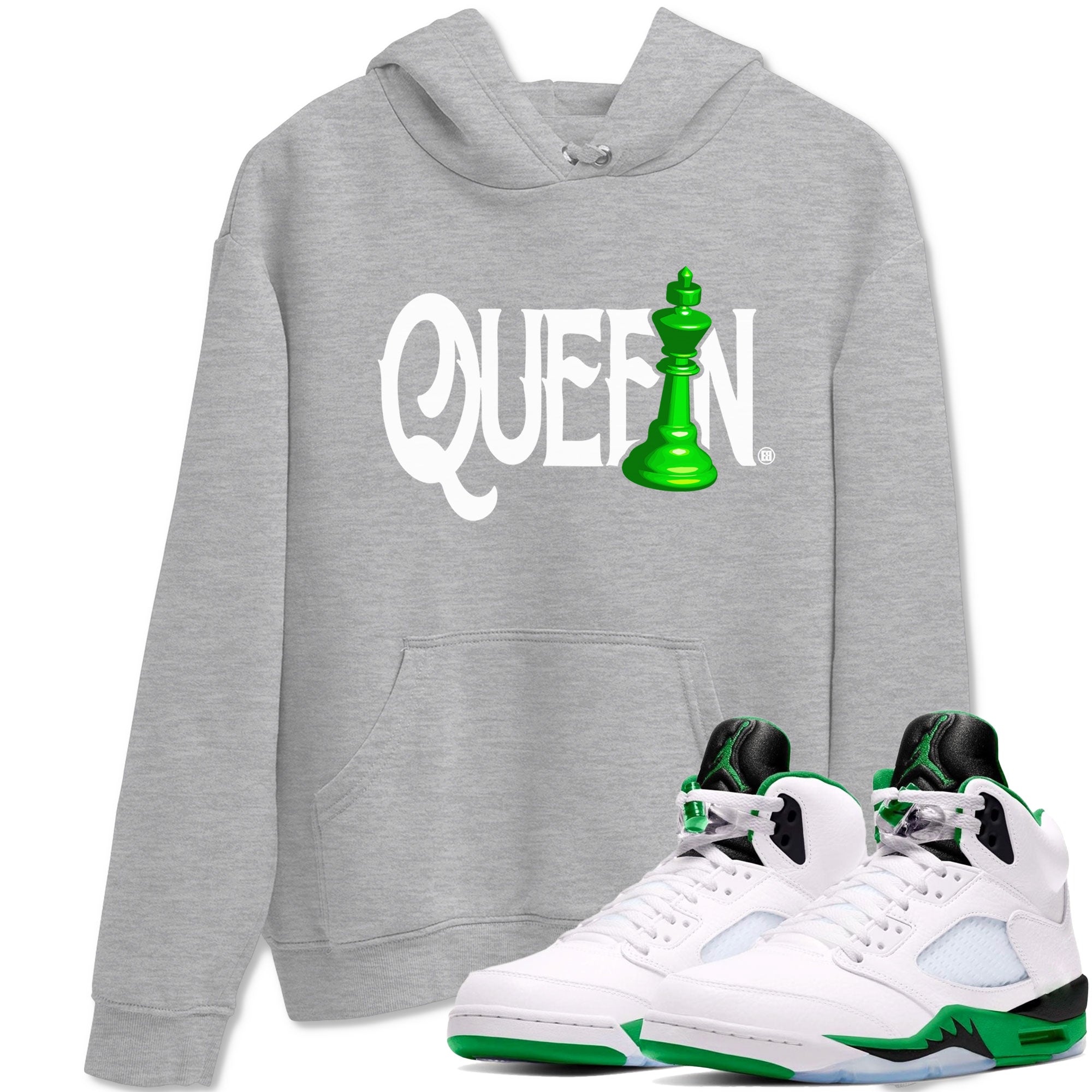 Air Jordan 5 Lucky Green shirt to match jordans Chess Queen sneaker match tee AJ5 Lucky Green Drip Gear Zone unisex cotton Heather Grey 1 crew neck shirt