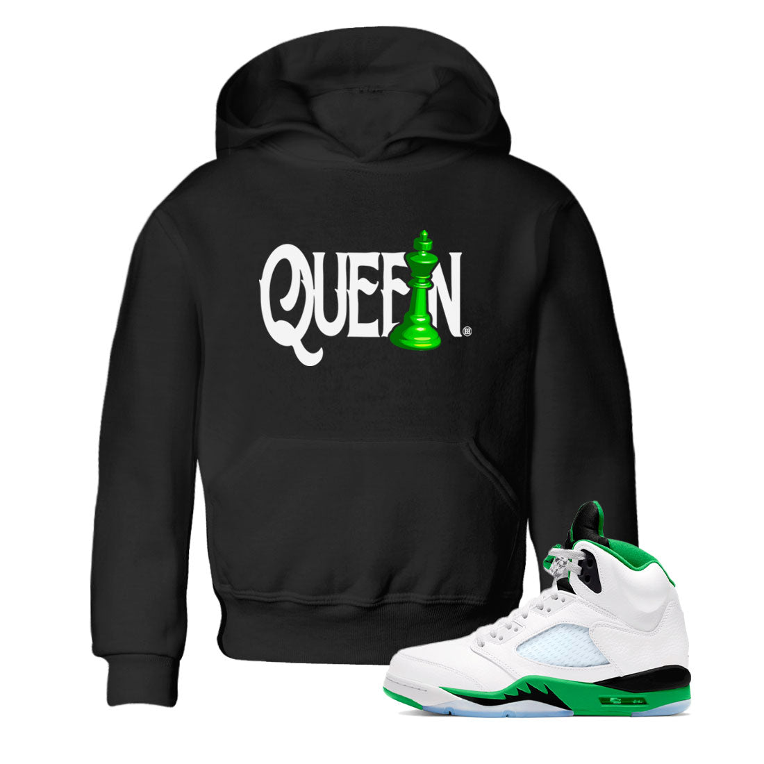 Air Jordan 5 Lucky Green shirt to match jordans Chess Queen sneaker match tee AJ5 Lucky Green Drip Gear Zone baby toddler Black 1 cotton Shirt
