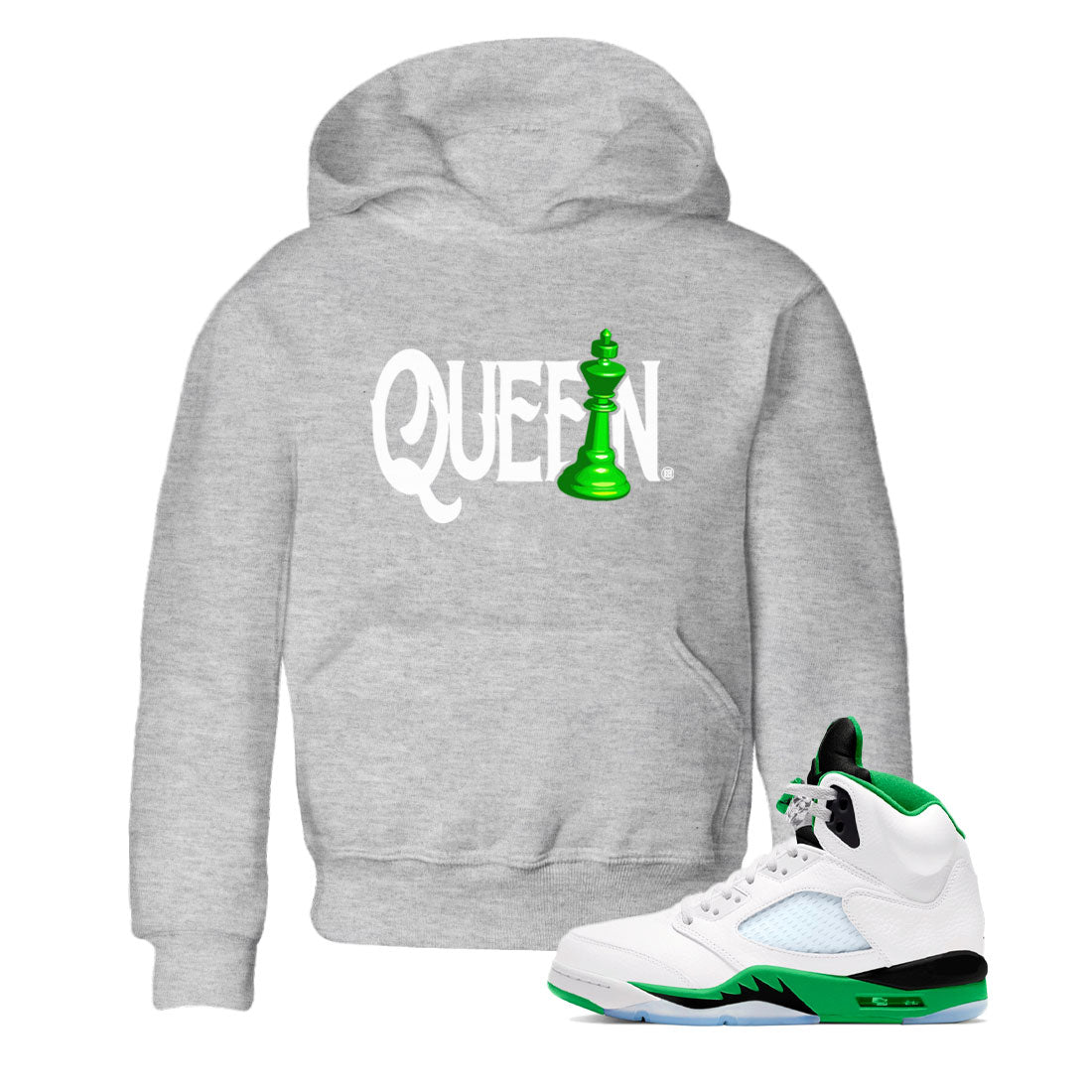 Air Jordan 5 Lucky Green shirt to match jordans Chess Queen sneaker match tee AJ5 Lucky Green Drip Gear Zone baby toddler Heather Grey 1 cotton Shirt