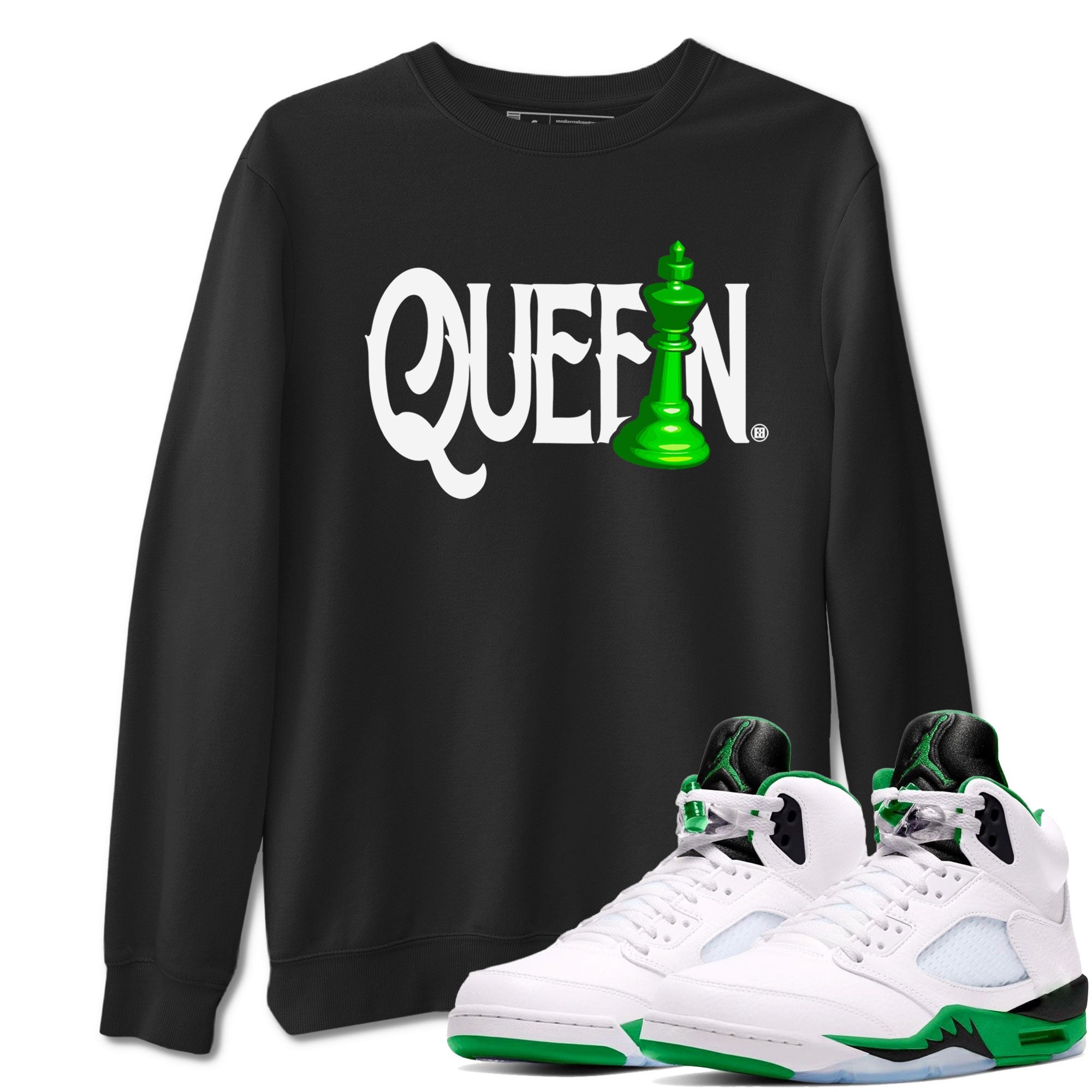 Air Jordan 5 Lucky Green shirt to match jordans Chess Queen sneaker match tee AJ5 Lucky Green Drip Gear Zone unisex cotton Black 1 crew neck shirt