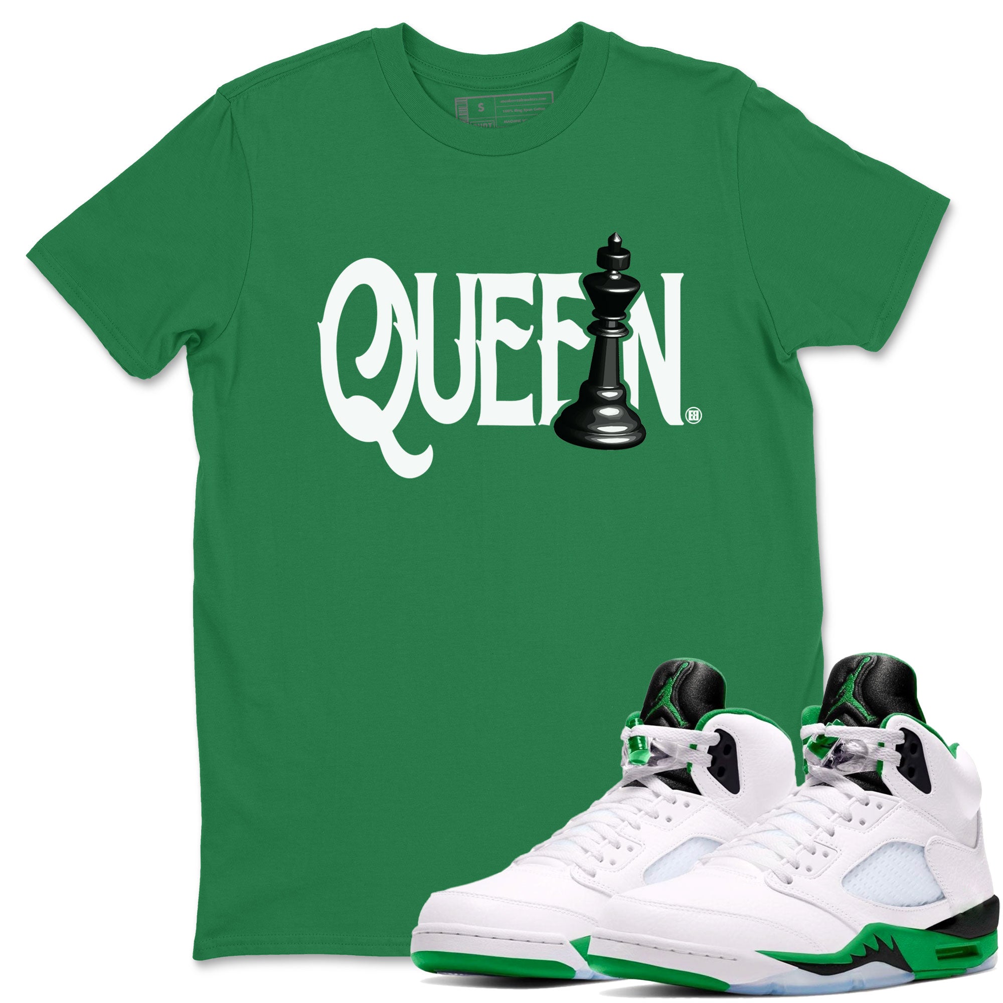 Air Jordan 5 Lucky Green shirt to match jordans Chess Queen sneaker match tee AJ5 Lucky Green Drip Gear Zone unisex cotton Kelly Green 1 crew neck shirt
