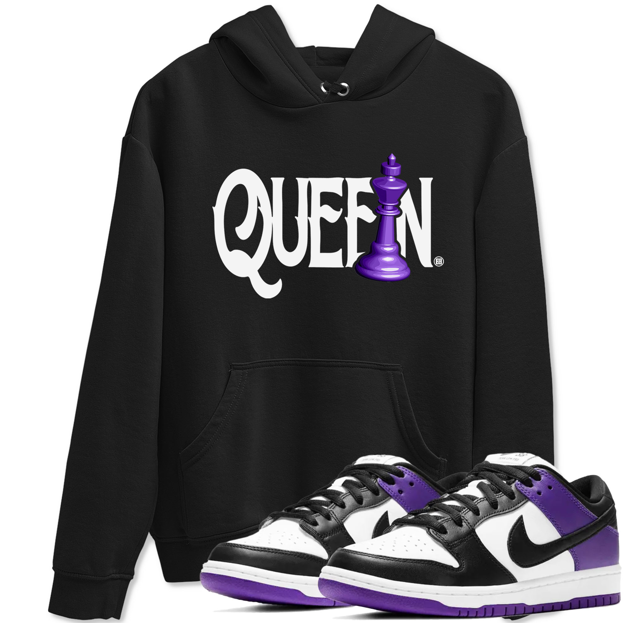 Nike SB Dunk Low Court Purple Shirt To Match Jordans Chess Queen Streetwear Fashion Dunk Low Court Purple Drip Gear Zone unisex crew neck t-shirt Black 1 crew neck shirt