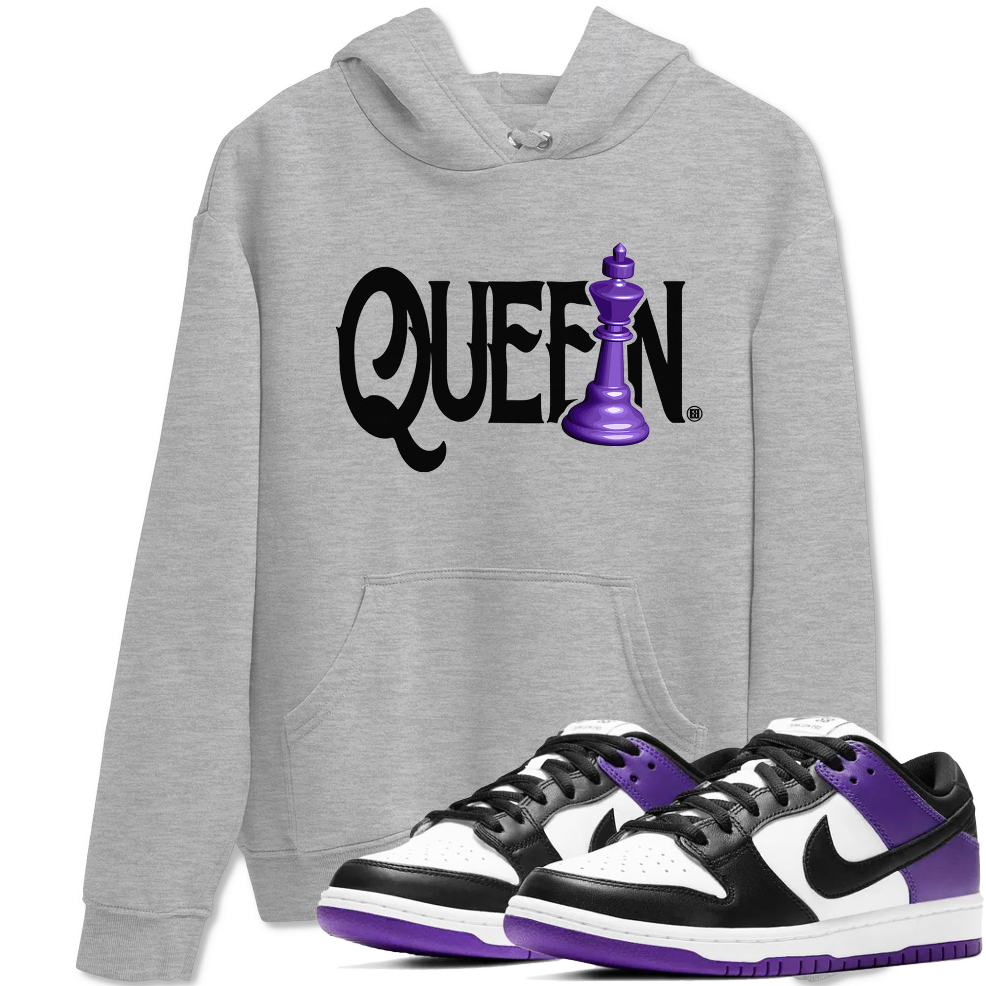 Nike SB Dunk Low Court Purple Shirt To Match Jordans Chess Queen Streetwear Fashion Dunk Low Court Purple Drip Gear Zone unisex crew neck t-shirt Heather Grey 1 crew neck shirt