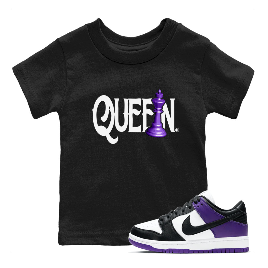 Nike SB Dunk Low Court Purple Shirt To Match Jordans Chess Queen Streetwear Fashion Dunk Low Court Purple Drip Gear Zone baby toddler Black 1 cotton Shirt