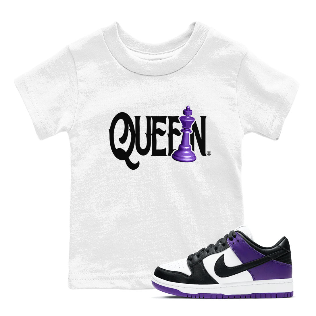 Nike SB Dunk Low Court Purple Shirt To Match Jordans Chess Queen Streetwear Fashion Dunk Low Court Purple Drip Gear Zone baby toddler White 1 cotton Shirt