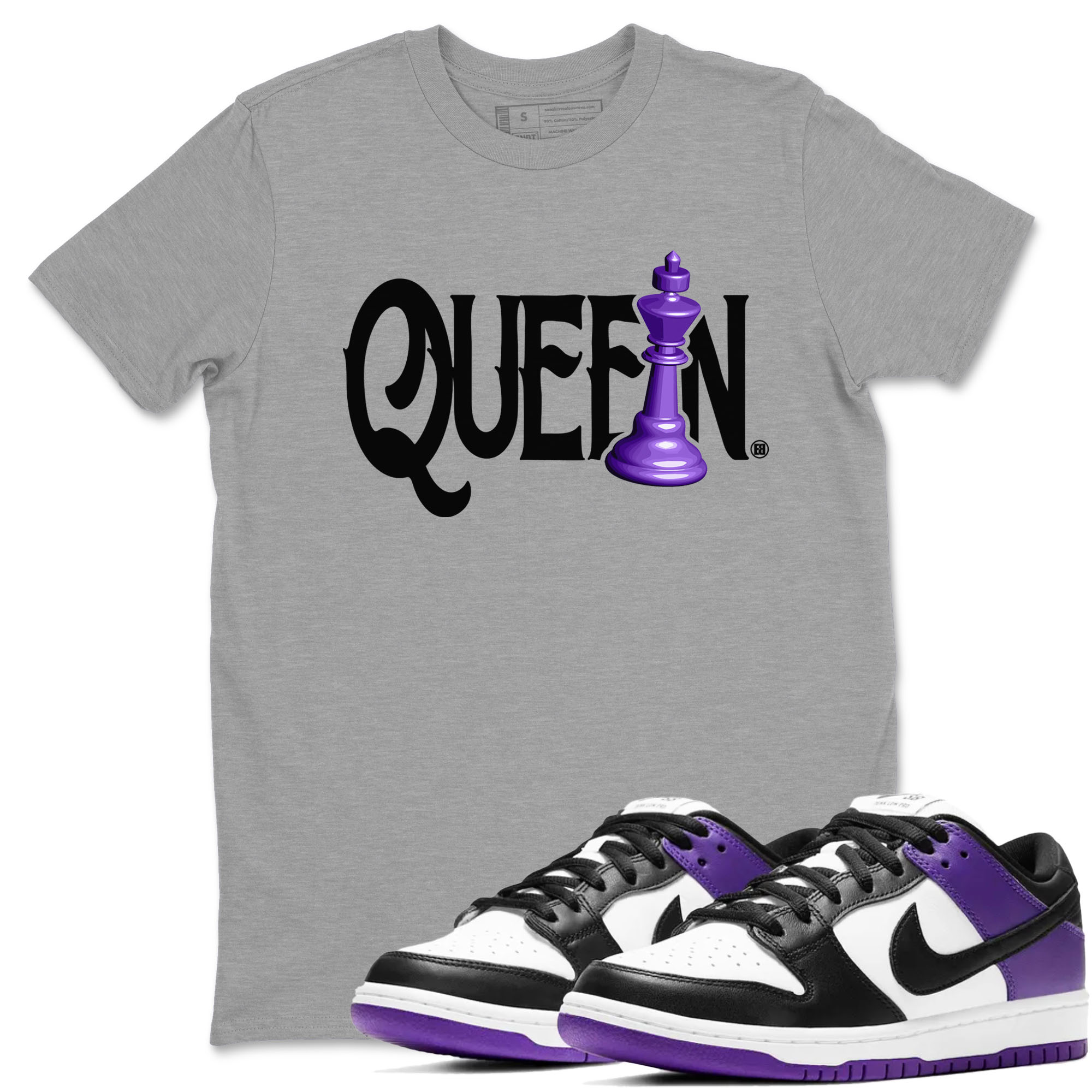 Nike SB Dunk Low Court Purple Shirt To Match Jordans Chess Queen Streetwear Fashion Dunk Low Court Purple Drip Gear Zone unisex crew neck t-shirt Heather Grey 1 crew neck shirt