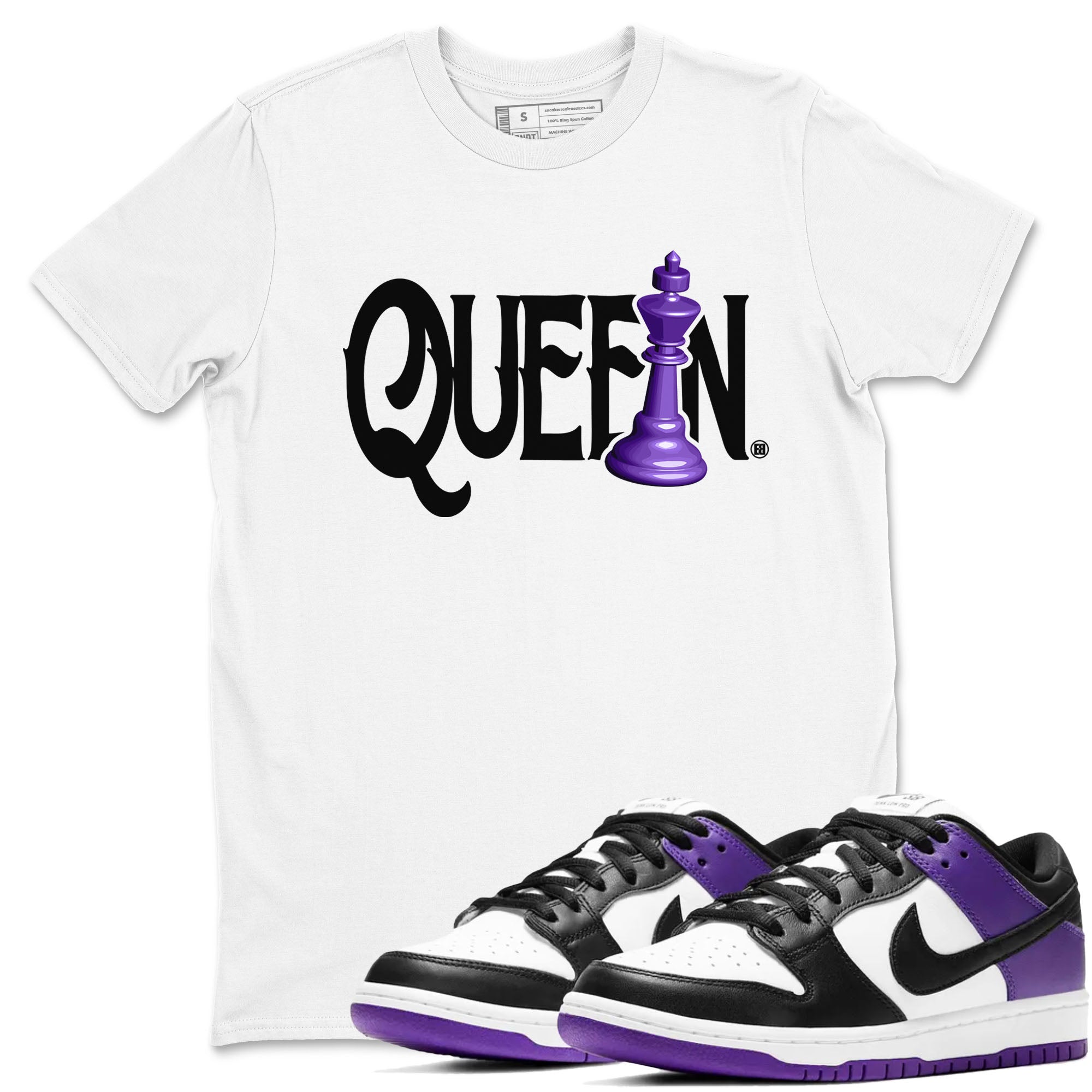 Nike SB Dunk Low Court Purple Shirt To Match Jordans Chess Queen Streetwear Fashion Dunk Low Court Purple Drip Gear Zone unisex crew neck t-shirt White 1 crew neck shirt