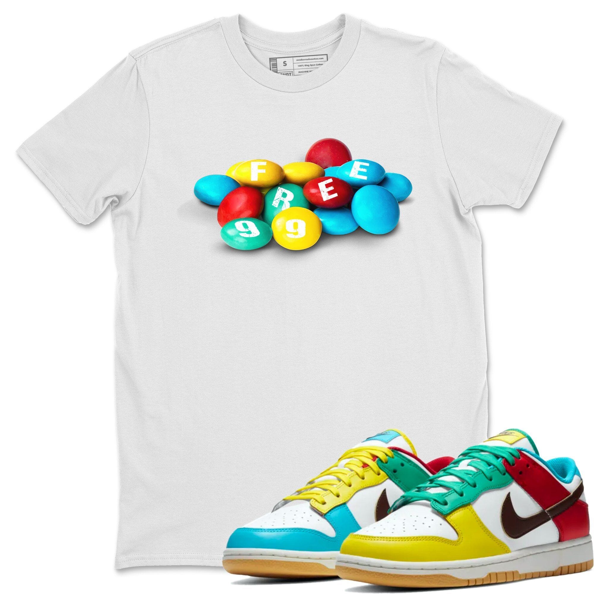 Dunk Free 99 White Sneaker Match Tees Chocolate Candies Sneaker Tees Dunk Free 99 White Jordan to match sneaker T-Shirt Crew Neck Shirts