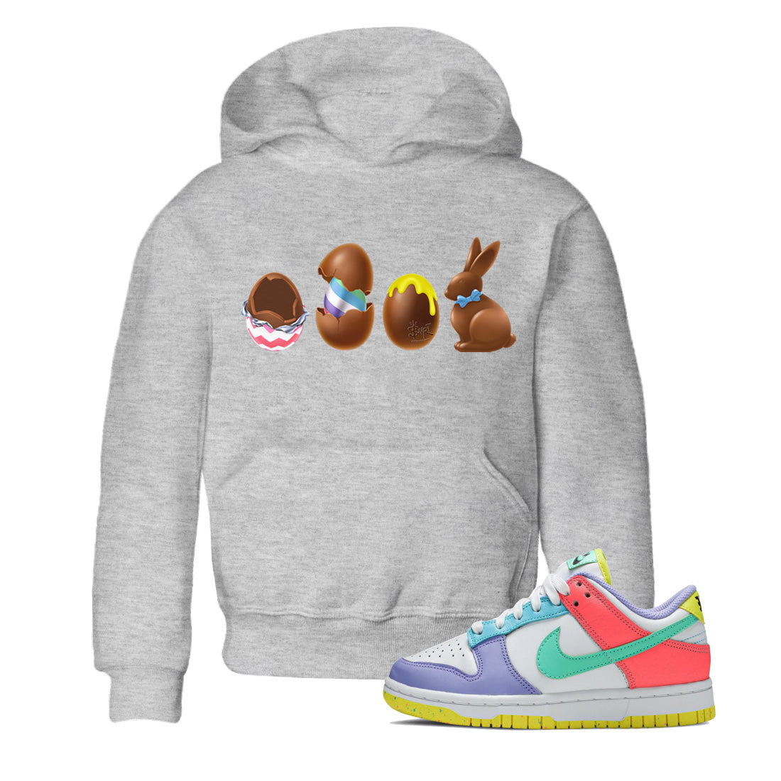 Dunk Easter Candy Sneaker Tees Drip Gear Zone Chocolate Easter Set Sneaker Tees Holiday Easter T-Shirt Shirt Kids Shirts Heather Grey 1