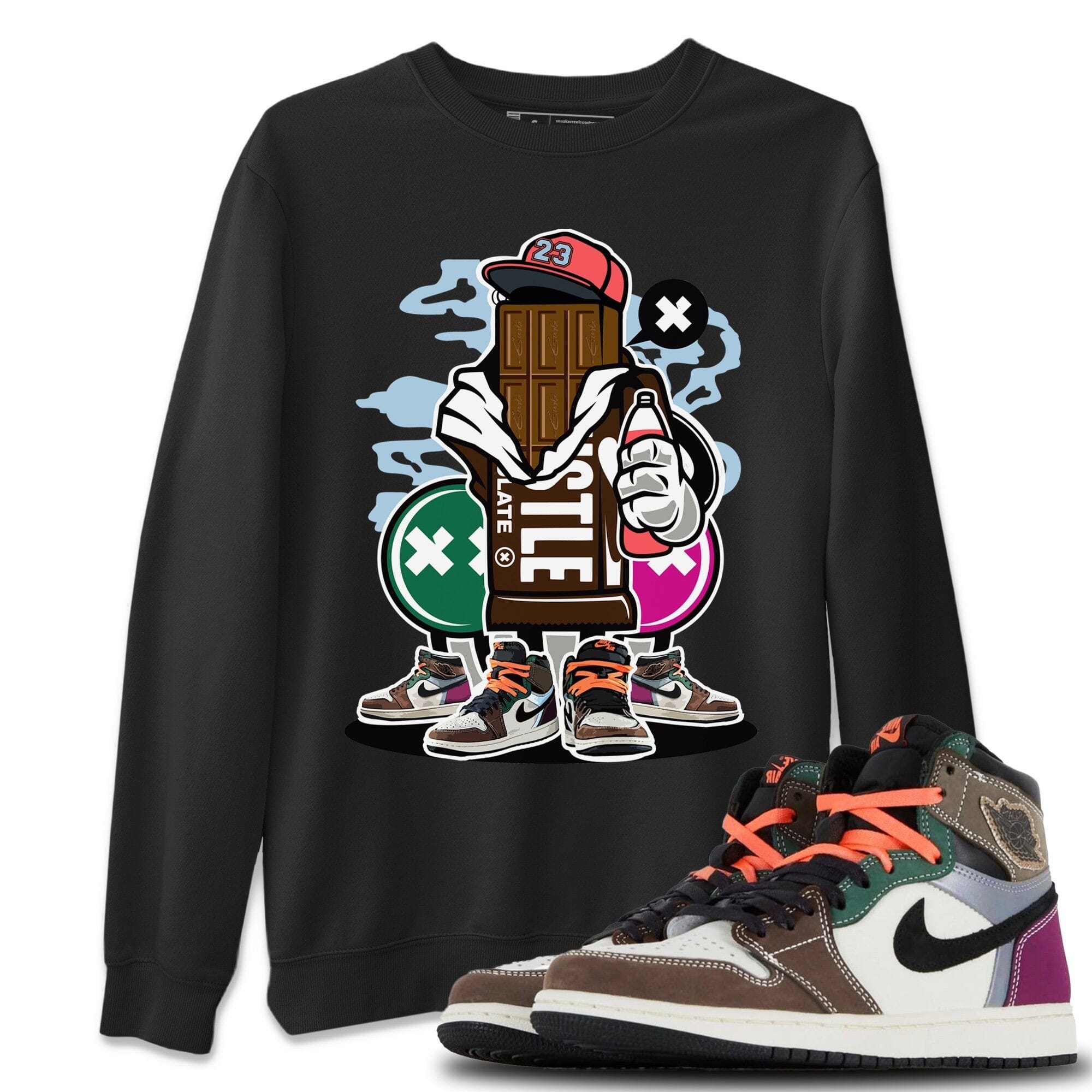 Jordan 1 Hand Crafted Sneaker Matching T-Shirt Chocolate Squad Sneaker Tees Jordan 1 Hand Crafted Sneaker Release Tees Crew Neck Tees