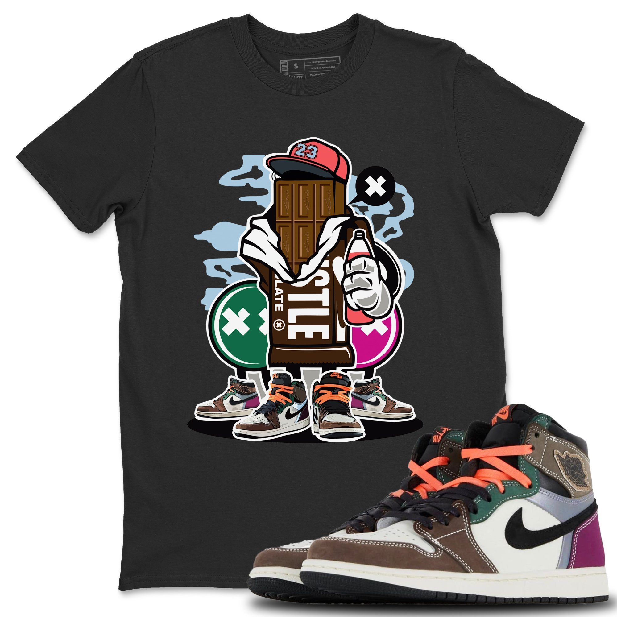 Jordan 1 Hand Crafted Sneaker Matching T-Shirt Chocolate Squad Sneaker Tees Jordan 1 Hand Crafted Sneaker Release Tees Crew Neck Tees