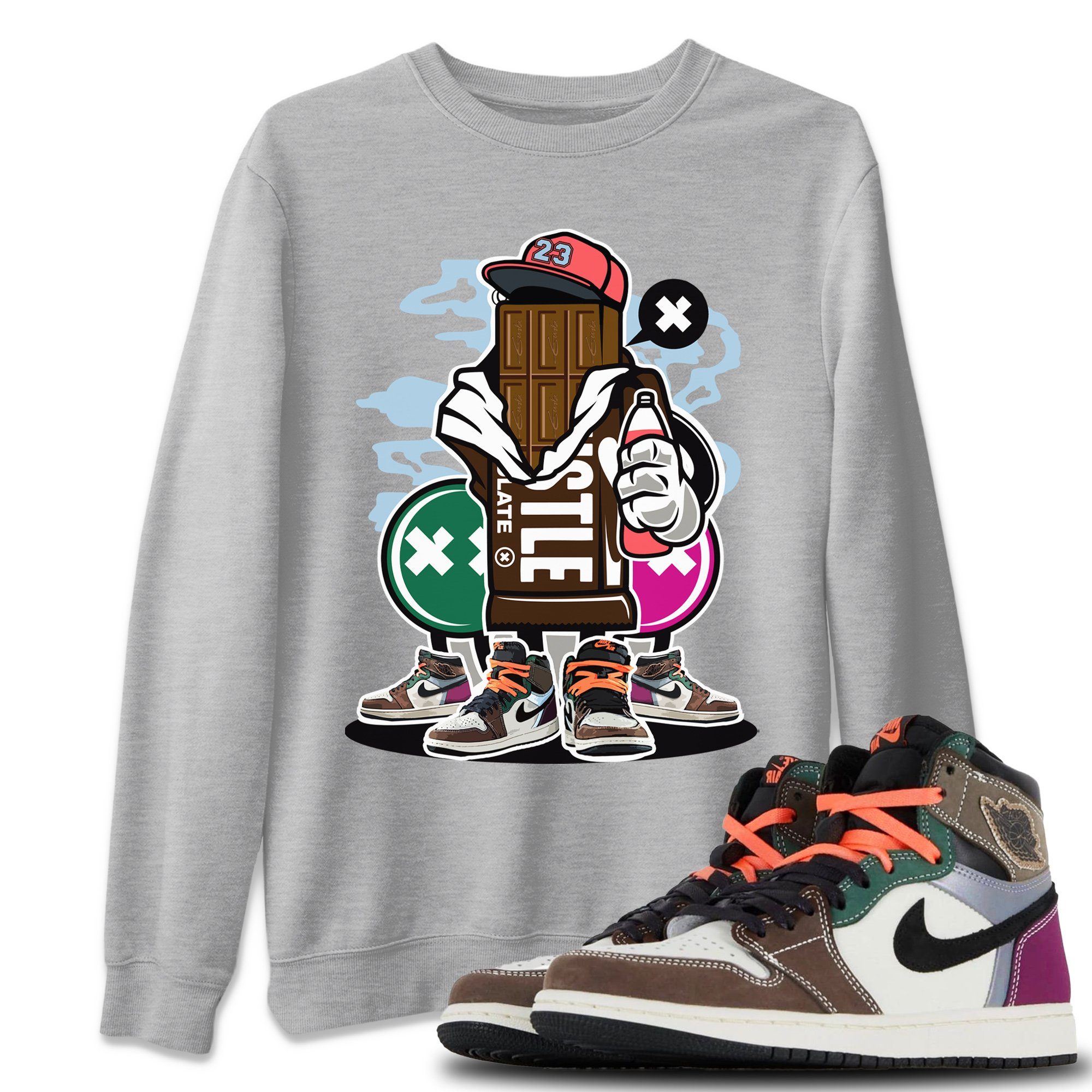 Jordan 1 Hand Crafted Sneaker Matching T-Shirt Chocolate Squad Sneaker Tees Jordan 1 Hand Crafted Sneaker Release Tees Crew Neck Tees