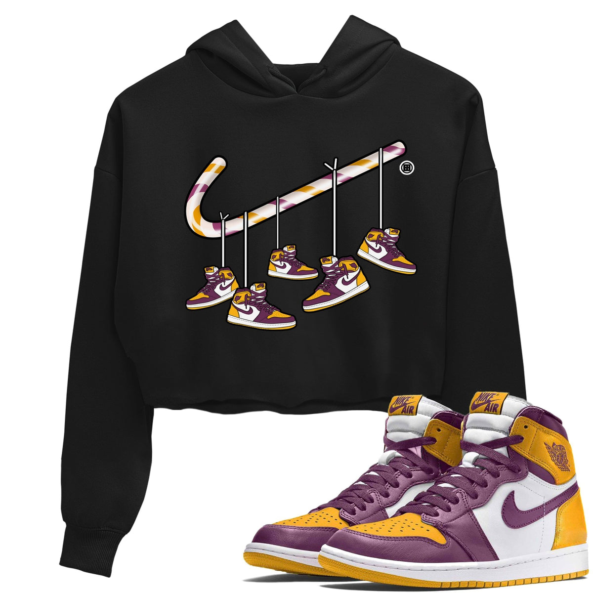 Jordan 1 Brotherhood Sneaker Matching T-Shirt Christmas Candy Cane Sneaker Tees Jordan 1 Brotherhood Sneaker Release Tees Women's Shirts