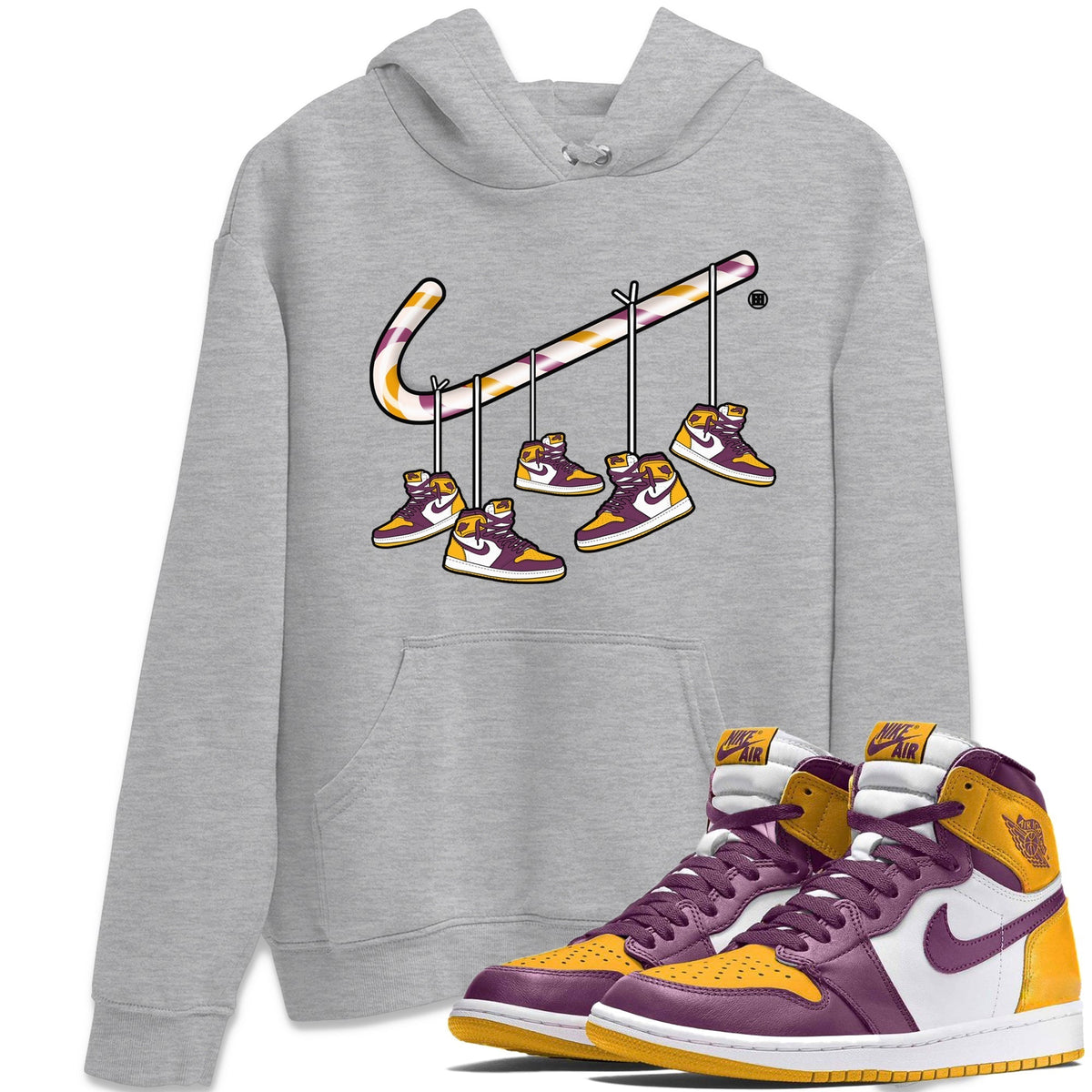 Jordan 1 Brotherhood Sneaker Matching T-Shirt Christmas Candy Cane Sneaker Tees Jordan 1 Brotherhood Sneaker Release Tees Crew Neck Tees