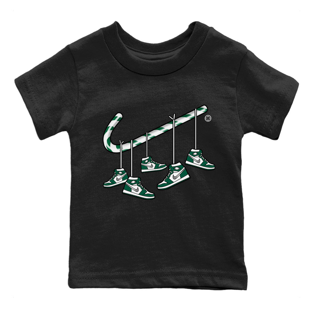 Jordan 1 Gorge Green Sneaker Matching T-Shirt Christmas Candy Cane Sneaker Tees Jordan 1 Gorge Green Sneaker Release Tees Kids Shirts