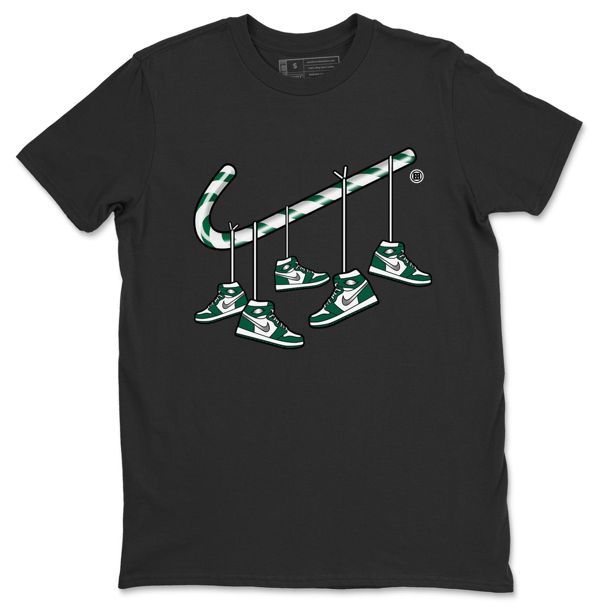 Jordan 1 Gorge Green Sneaker Matching T-Shirt Christmas Candy Cane Sneaker Tees Jordan 1 Gorge Green Sneaker Release Tees Crew Neck Tees