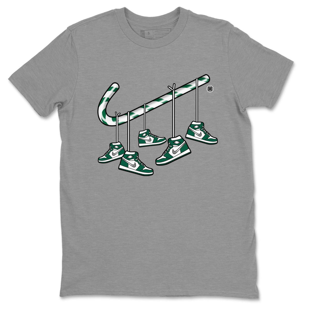 Jordan 1 Gorge Green Sneaker Matching T-Shirt Christmas Candy Cane Sneaker Tees Jordan 1 Gorge Green Sneaker Release Tees Crew Neck Tees