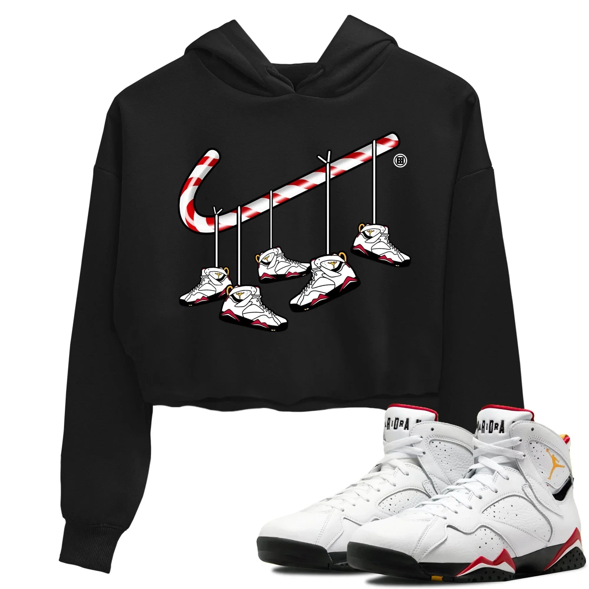 Jordan 7 Cardinal Shirt To Match Jordans Christmas Candy Cane Sneaker Tees Jordan 7 Cardinal Drip Gear Zone Sneaker Matching Clothing Women's Shirts