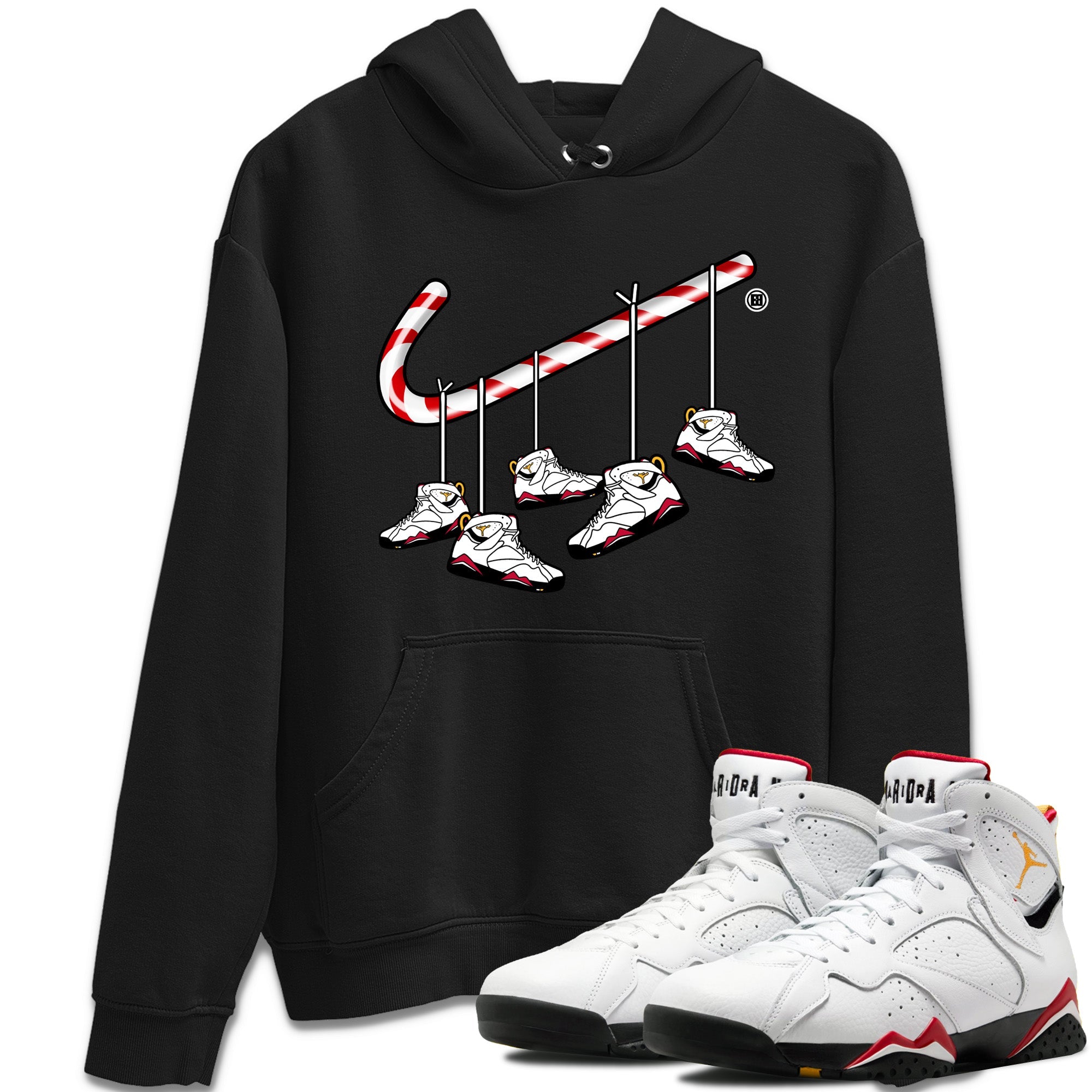 Jordan 7 Cardinal Shirt To Match Jordans Christmas Candy Cane Sneaker Tees Jordan 7 Cardinal Drip Gear Zone Sneaker Matching Clothing Unisex Shirts