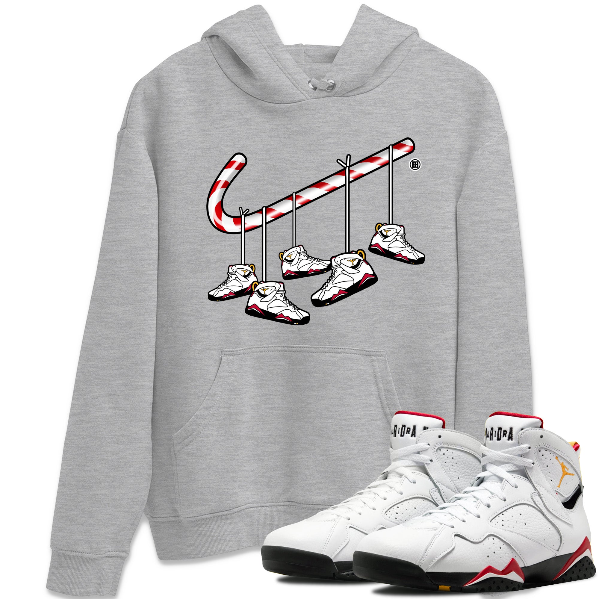Jordan 7 Cardinal Shirt To Match Jordans Christmas Candy Cane Sneaker Tees Jordan 7 Cardinal Drip Gear Zone Sneaker Matching Clothing Unisex Shirts