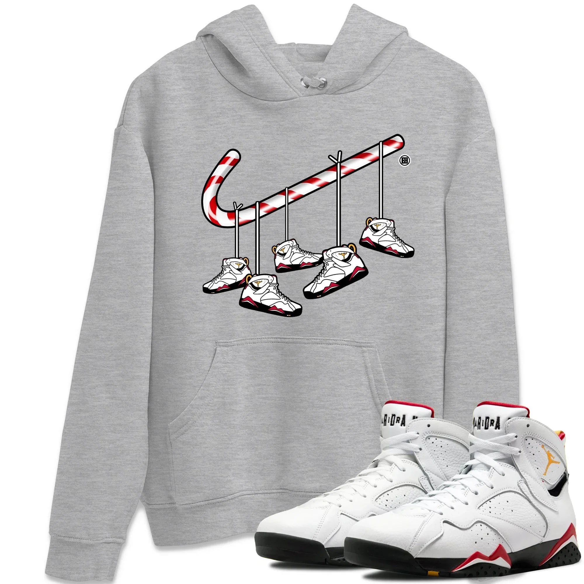 Jordan 7 Cardinal Shirt To Match Jordans Christmas Candy Cane Sneaker Tees Jordan 7 Cardinal Drip Gear Zone Sneaker Matching Clothing Unisex Shirts