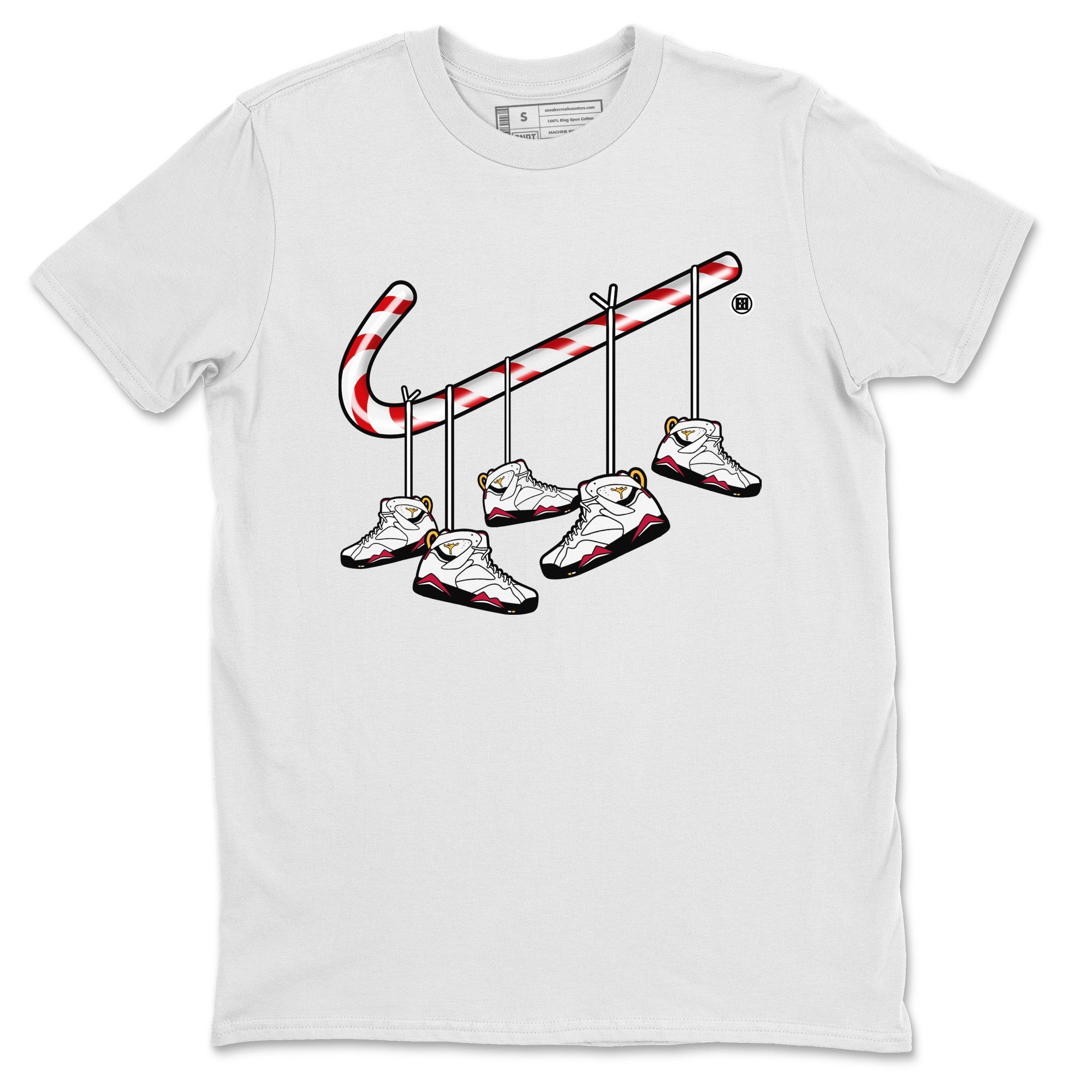 Jordan 7 Cardinal Shirt To Match Jordans Christmas Candy Cane Sneaker Tees Jordan 7 Cardinal Drip Gear Zone Sneaker Matching Clothing Unisex Shirts