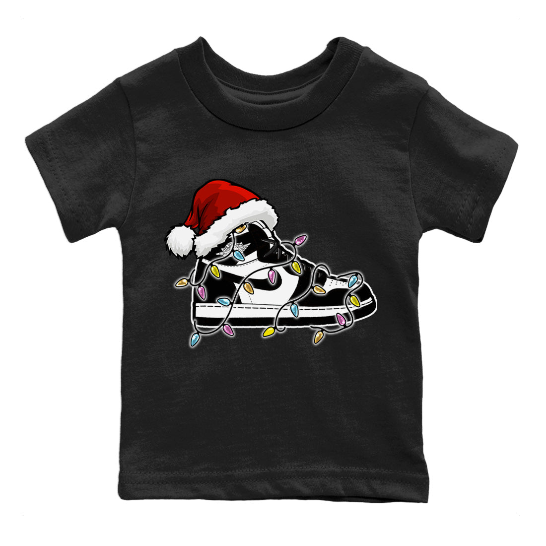 Jordan 1 Black White Sneaker Match Tees Christmas Light Sneaker Sneaker Tees Jordan 1 Black White Jordan to match sneaker T-Shirt Kids Shirts