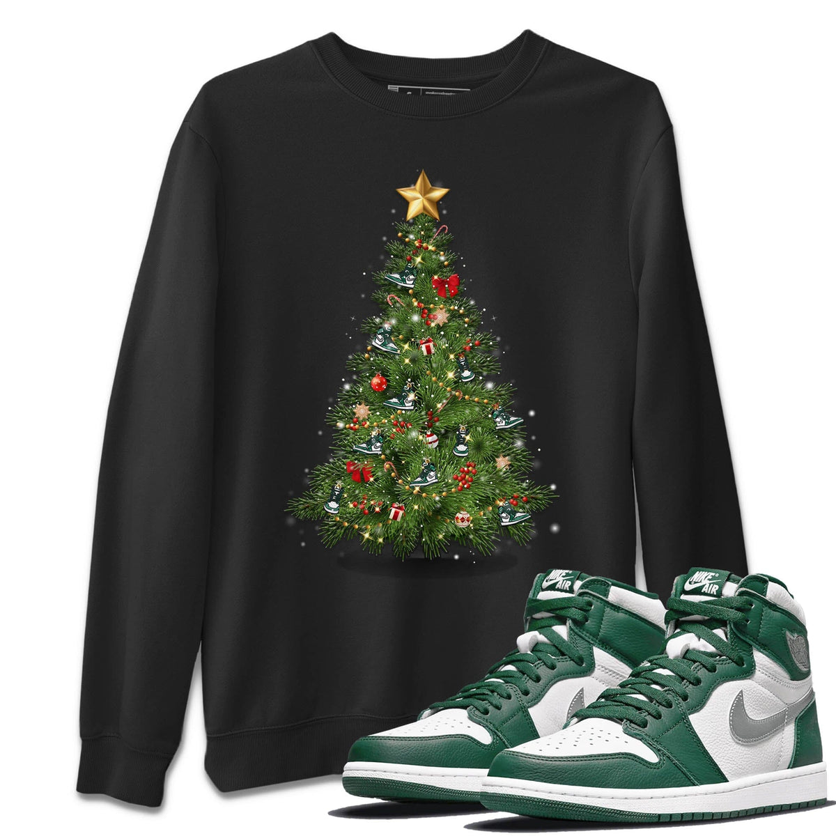Jordan 1 Gorge Green Sneaker Matching T-Shirt Christmas Tree Sneaker Tees Jordan 1 Gorge Green Sneaker Release Tees Crew Neck Tees