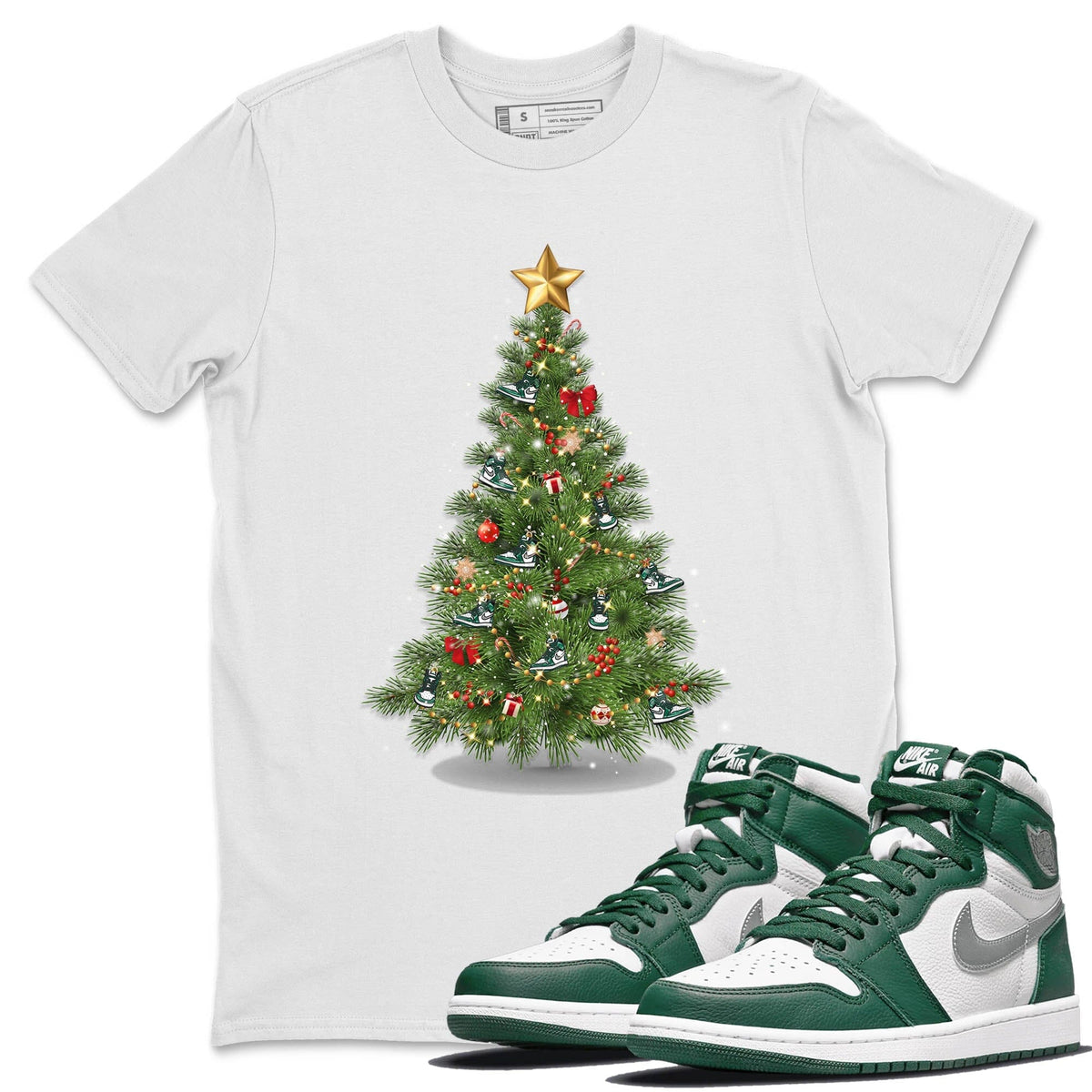Jordan 1 Gorge Green Sneaker Matching T-Shirt Christmas Tree Sneaker Tees Jordan 1 Gorge Green Sneaker Release Tees Crew Neck Tees