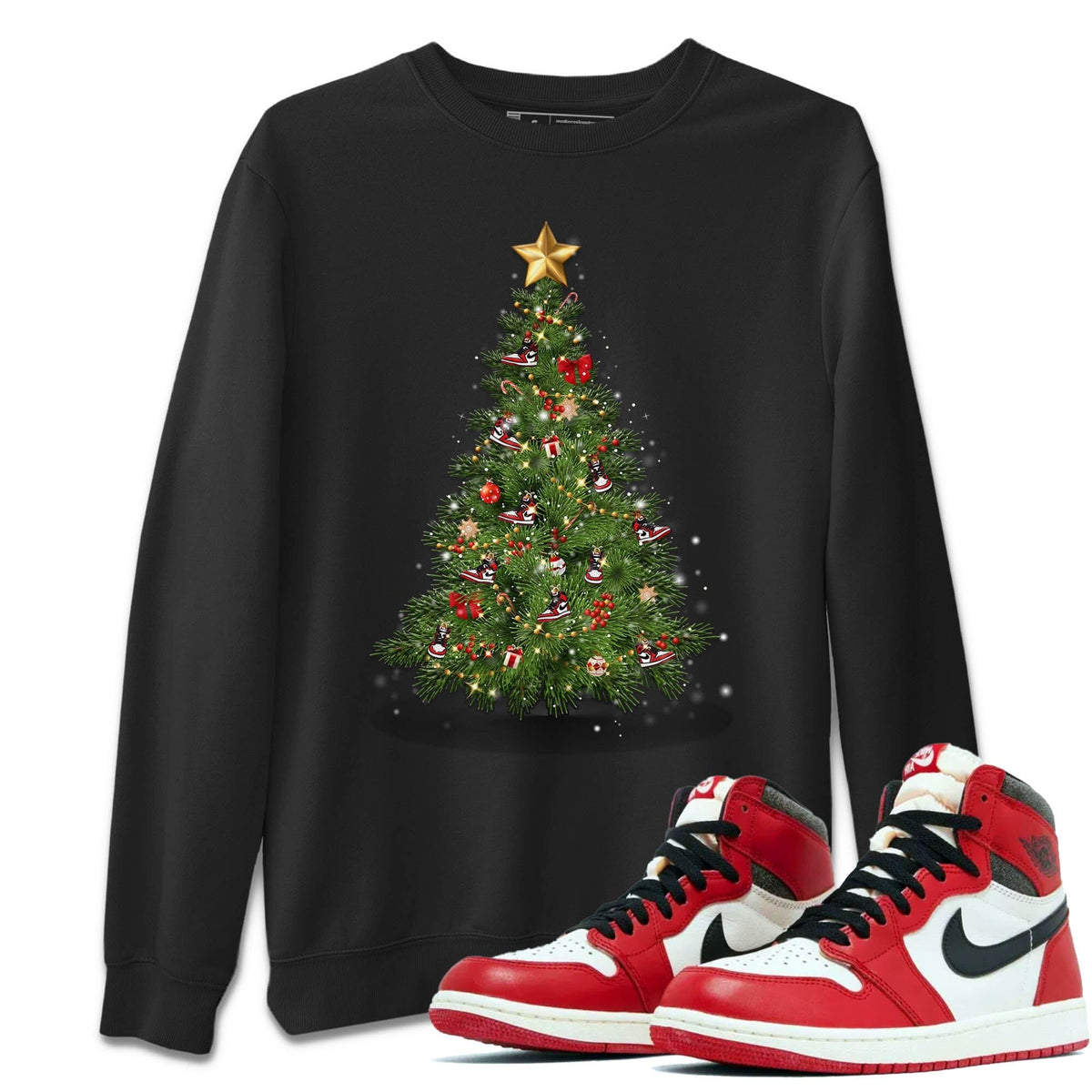 Jordan 1 lost & found Sneaker Matching T-Shirt Christmas Tree Sneaker Tees Jordan 1 lost & found Sneaker Release Tees Crew Neck Tees