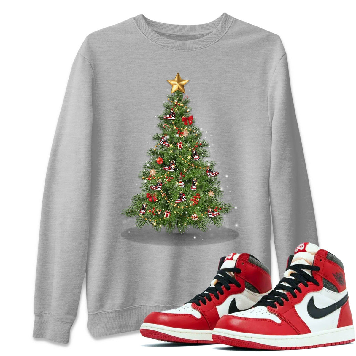 Jordan 1 lost & found Sneaker Matching T-Shirt Christmas Tree Sneaker Tees Jordan 1 lost & found Sneaker Release Tees Crew Neck Tees
