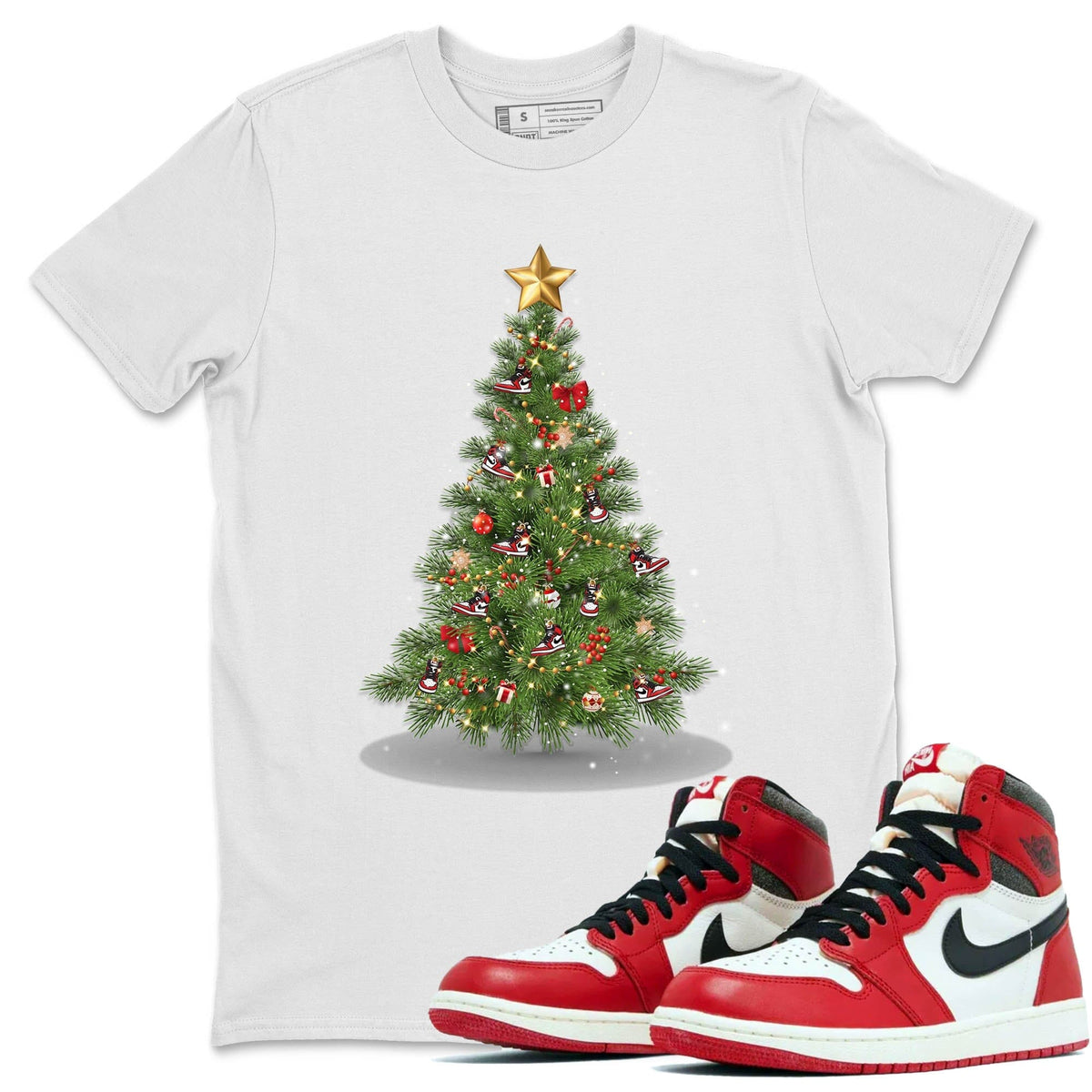 Jordan 1 lost & found Sneaker Matching T-Shirt Christmas Tree Sneaker Tees Jordan 1 lost & found Sneaker Release Tees Crew Neck Tees