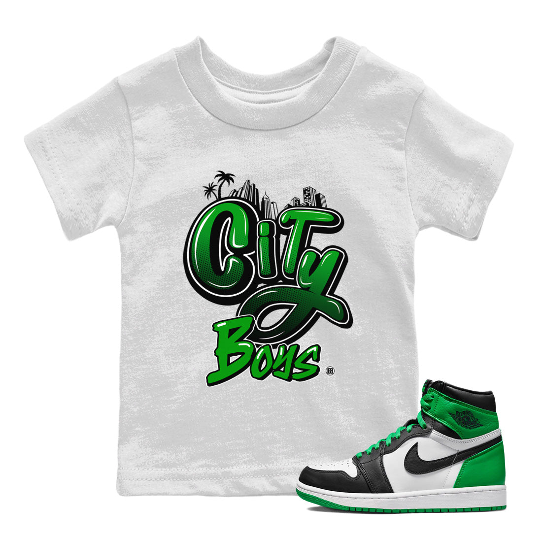 Air Jordan 1 Celtics Sneaker Match Tees City Boys Streetwear Sneaker Shirt Air Jordan 1 Retro Celtics Sneaker Release Tees Kids Shirts White 1