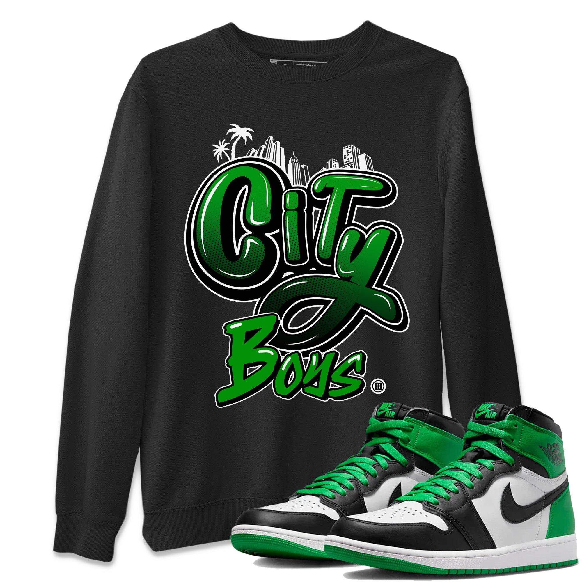 Air Jordan 1 Celtics Sneaker Match Tees City Boys Streetwear Sneaker Shirt Air Jordan 1 Retro Celtics Sneaker Release Tees Unisex Shirts Black 1
