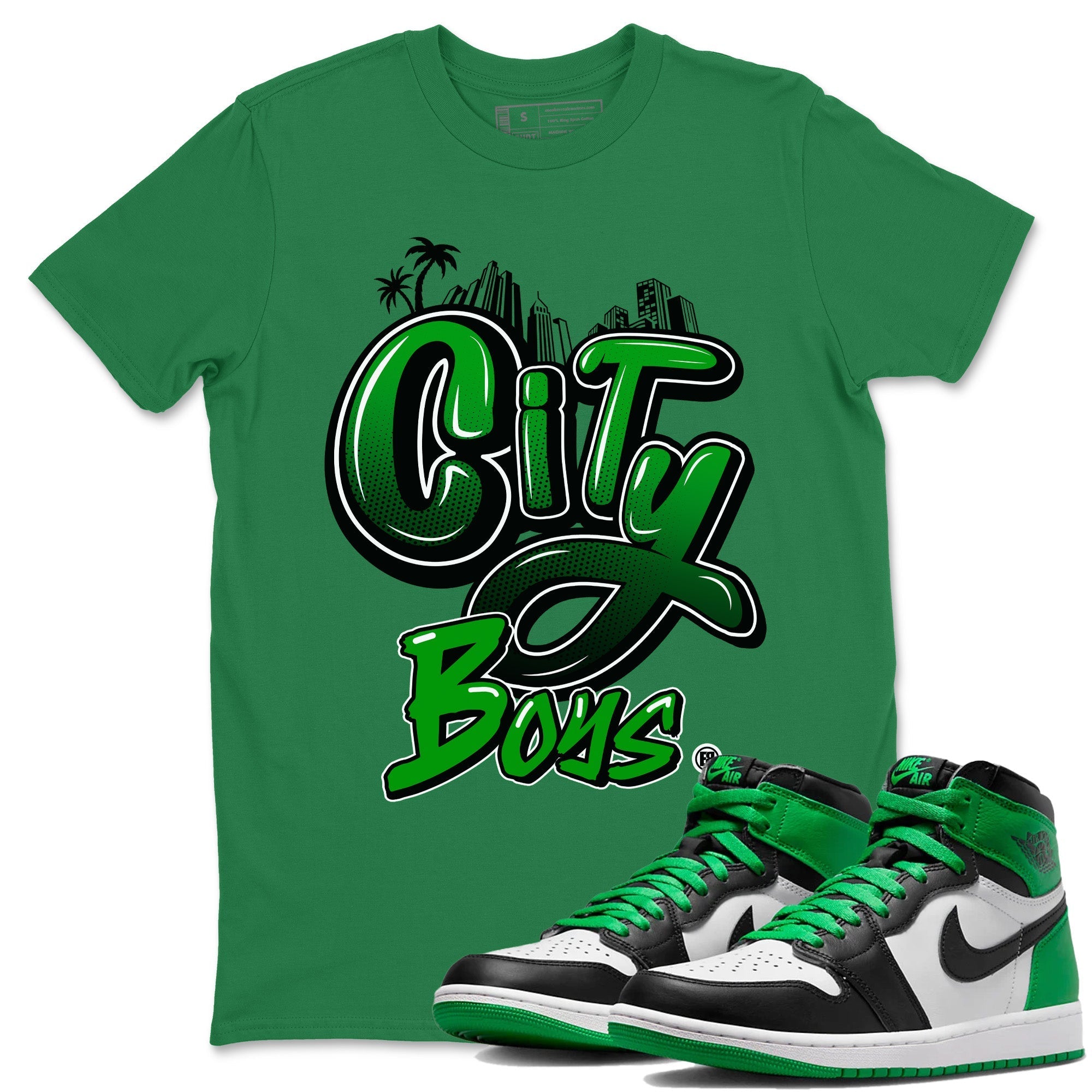 Air Jordan 1 Celtics Sneaker Match Tees City Boys Streetwear Sneaker Shirt Air Jordan 1 Retro Celtics Sneaker Release Tees Unisex Shirts Kelly Green 1