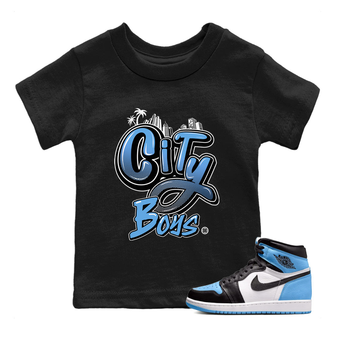 Air Jordan 1 Retro High OG UNC Toe Shirt to match Jordans City Boys Streetwear Sneaker Shirt Air Jordan 1 High OG UNC Toe Drip Gear Zone Sneaker Matching Clothing Kids and Baby Tees Black 1