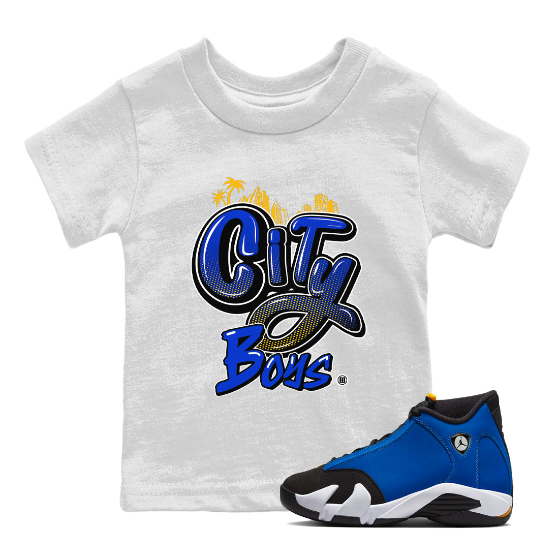 Air Jordan 14 Laney Sneaker Match Tees City Boys Sneaker Tees 14s Laney Sneaker Release Tees Kids Shirts White 1