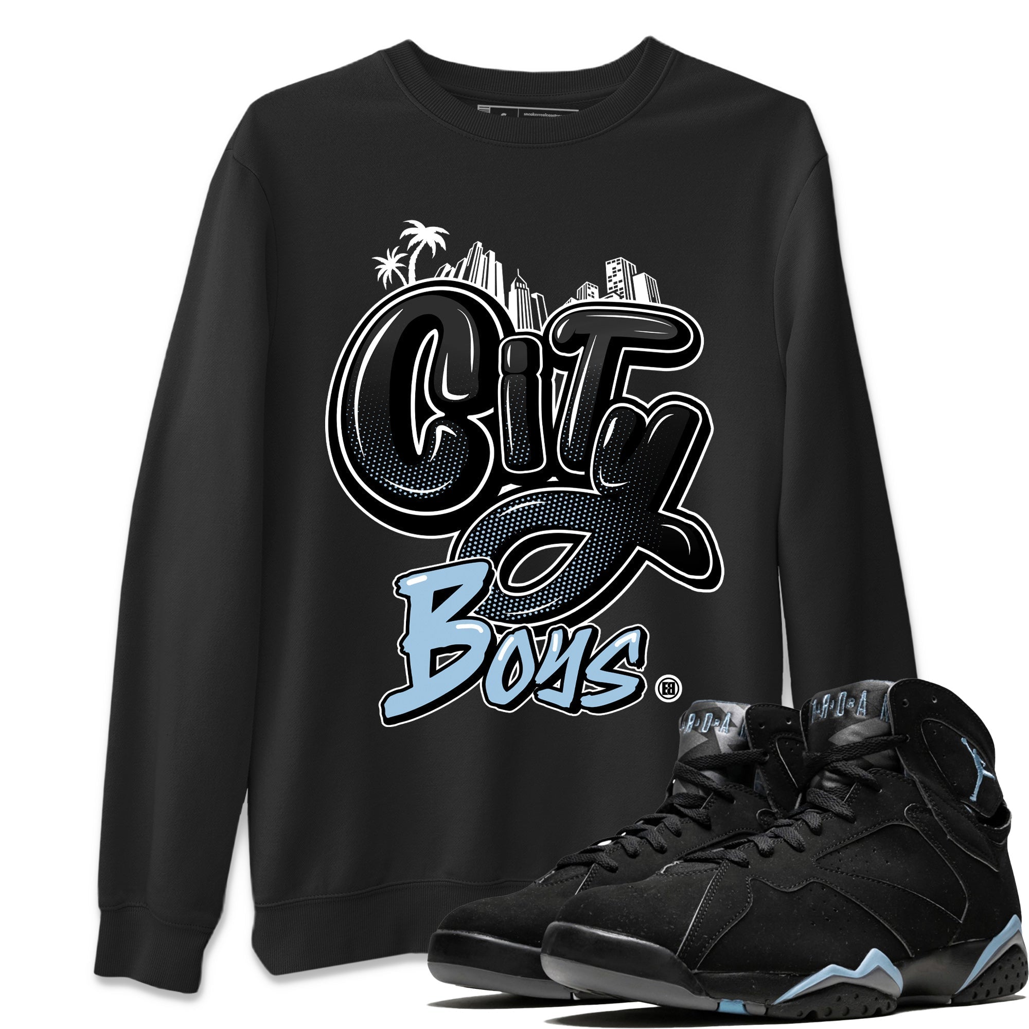 Air Jordan 7 Chambray Sneaker Match Tees City Boys Streetwear Sneaker Shirt AJ7 Chambray Drip Gear Zone Sneaker Matching Clothing Unisex Shirts Black 1