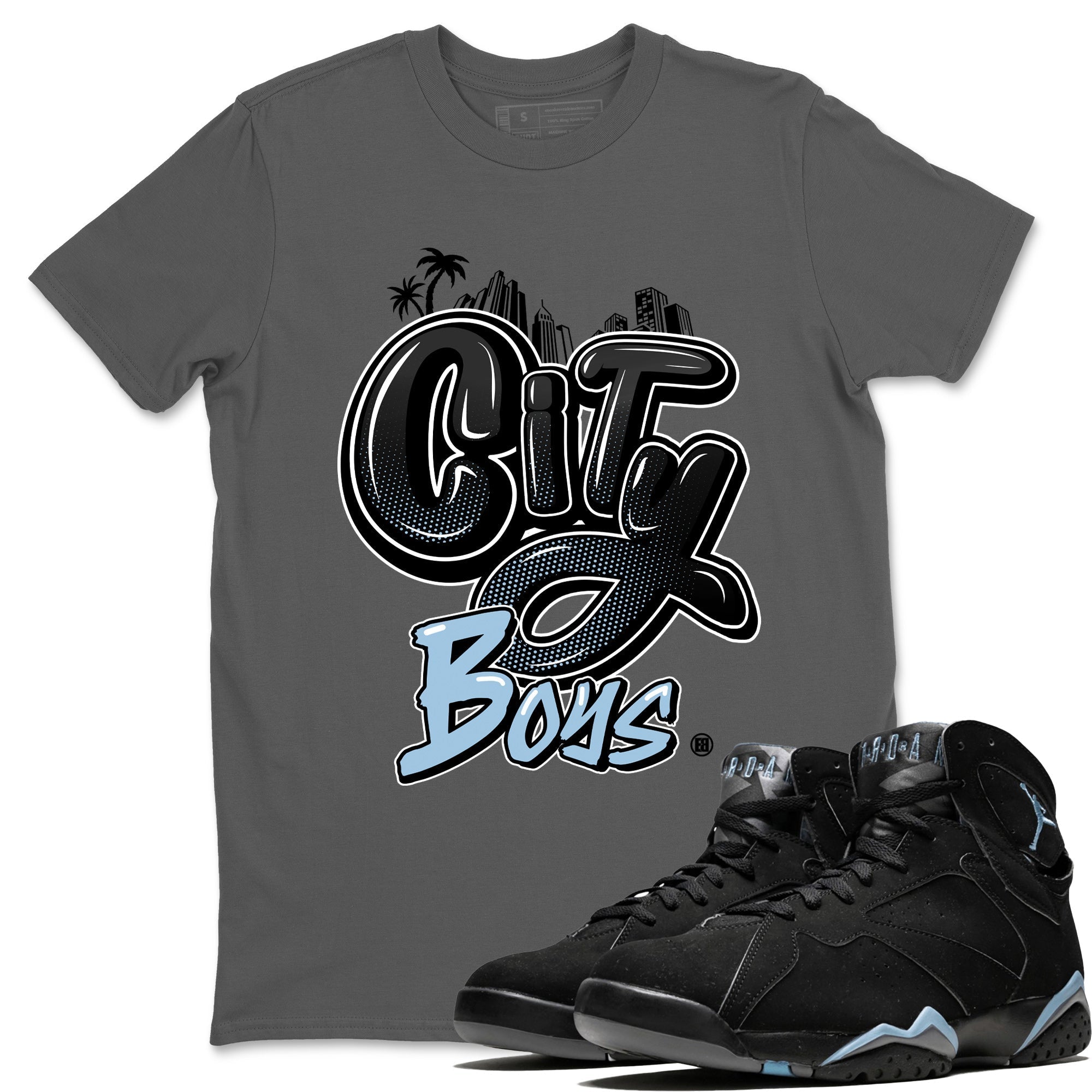 Air Jordan 7 Chambray Sneaker Match Tees City Boys Streetwear Sneaker Shirt AJ7 Chambray Drip Gear Zone Sneaker Matching Clothing Unisex Shirts Cool Grey 1