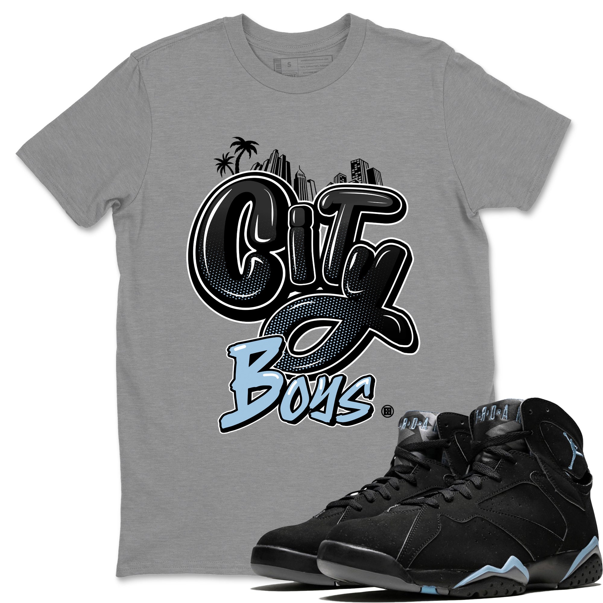Air Jordan 7 Chambray Sneaker Match Tees City Boys Streetwear Sneaker Shirt AJ7 Chambray Drip Gear Zone Sneaker Matching Clothing Unisex Shirts Heather Grey 1
