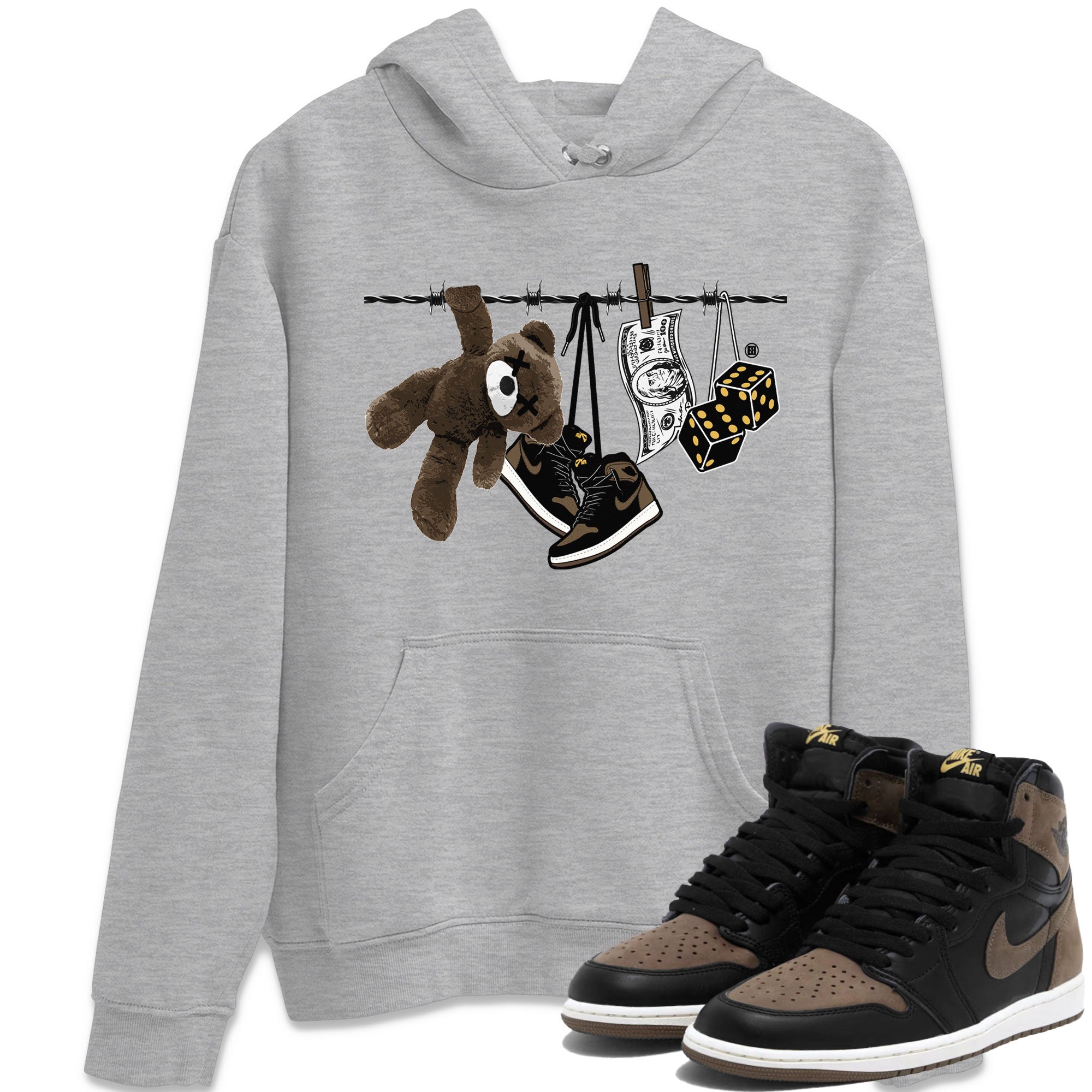Air Jordan 1 Palomino shirt to match jordans Clothesline Streetwear Sneaker Shirt Air Jordan 1 Retro High OG Palomino Drip Gear Zone Sneaker Matching Clothing Casual Unisex shirts Heather Grey 1 T-Shirt