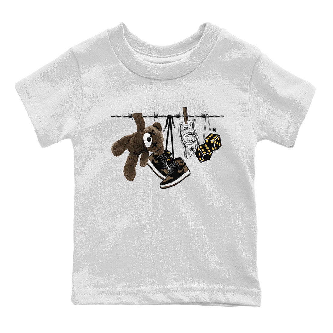 Air Jordan 1 Palomino shirt to match jordans Clothesline Streetwear Sneaker Shirt Air Jordan 1 Retro High OG Palomino Drip Gear Zone Sneaker Matching Clothing Baby Toddler Kids White 2 T-Shirt