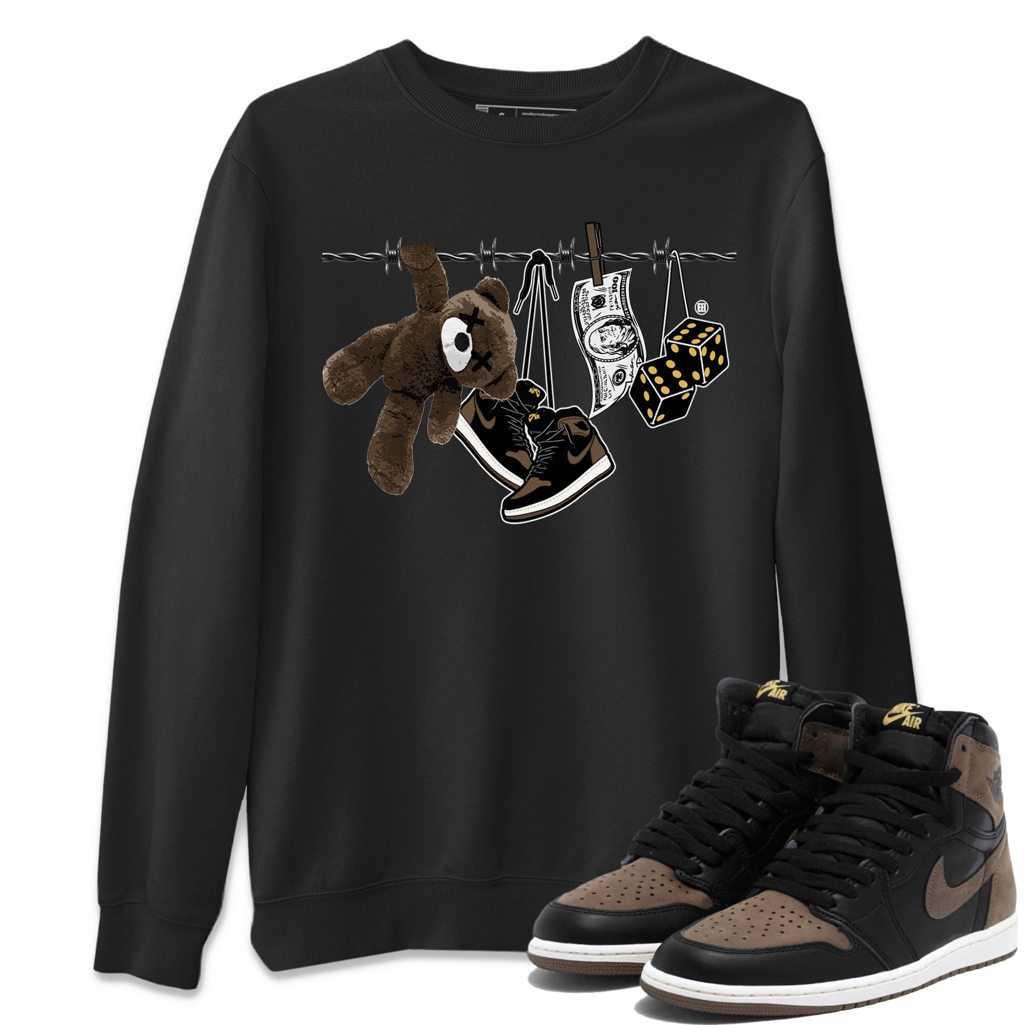 Air Jordan 1 Palomino shirt to match jordans Clothesline Streetwear Sneaker Shirt Air Jordan 1 Retro High OG Palomino Drip Gear Zone Sneaker Matching Clothing Casual Unisex shirts Black 1 T-Shirt