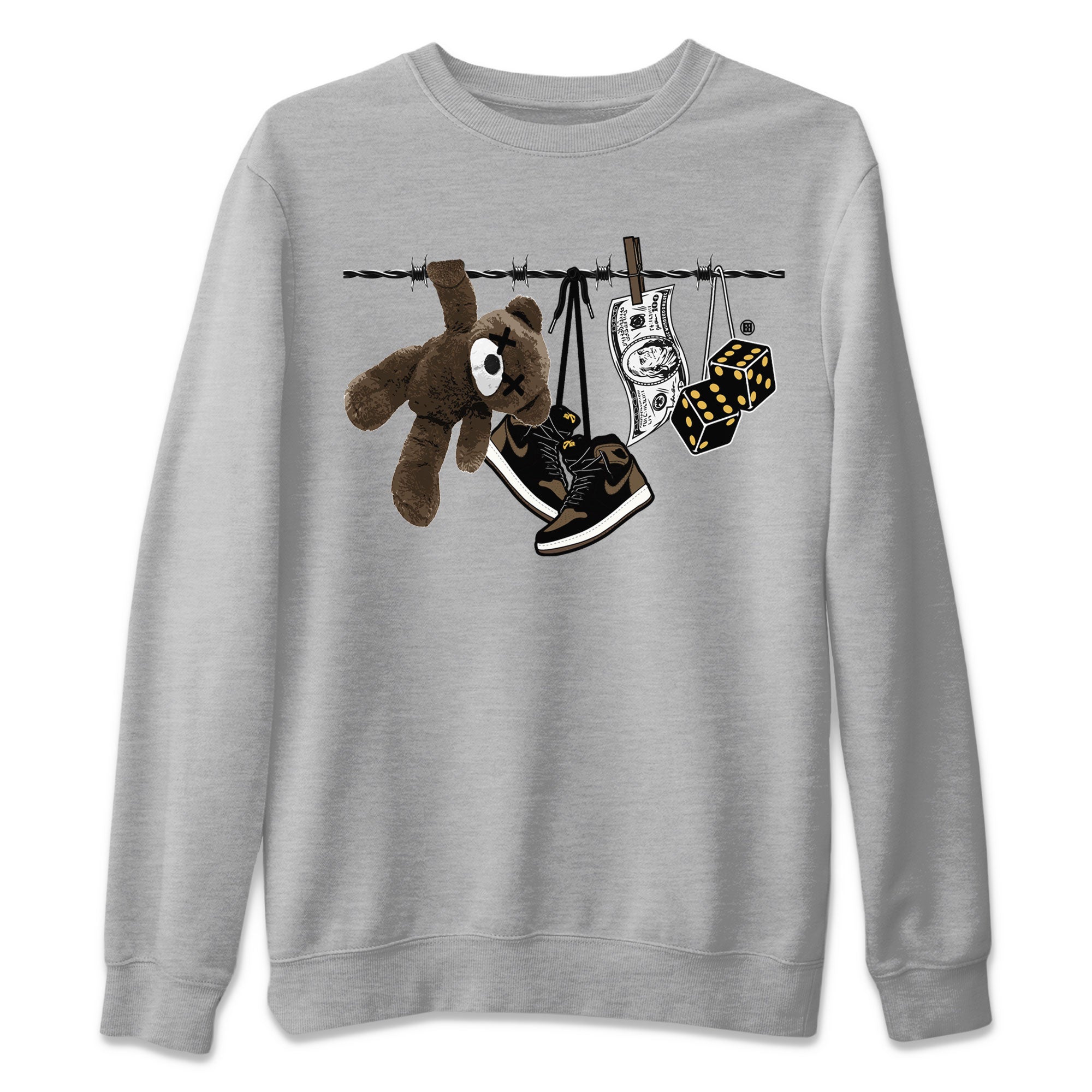 Air Jordan 1 Palomino shirt to match jordans Clothesline Streetwear Sneaker Shirt Air Jordan 1 Retro High OG Palomino Drip Gear Zone Sneaker Matching Clothing Casual Unisex shirts Heather Grey 2 T-Shirt