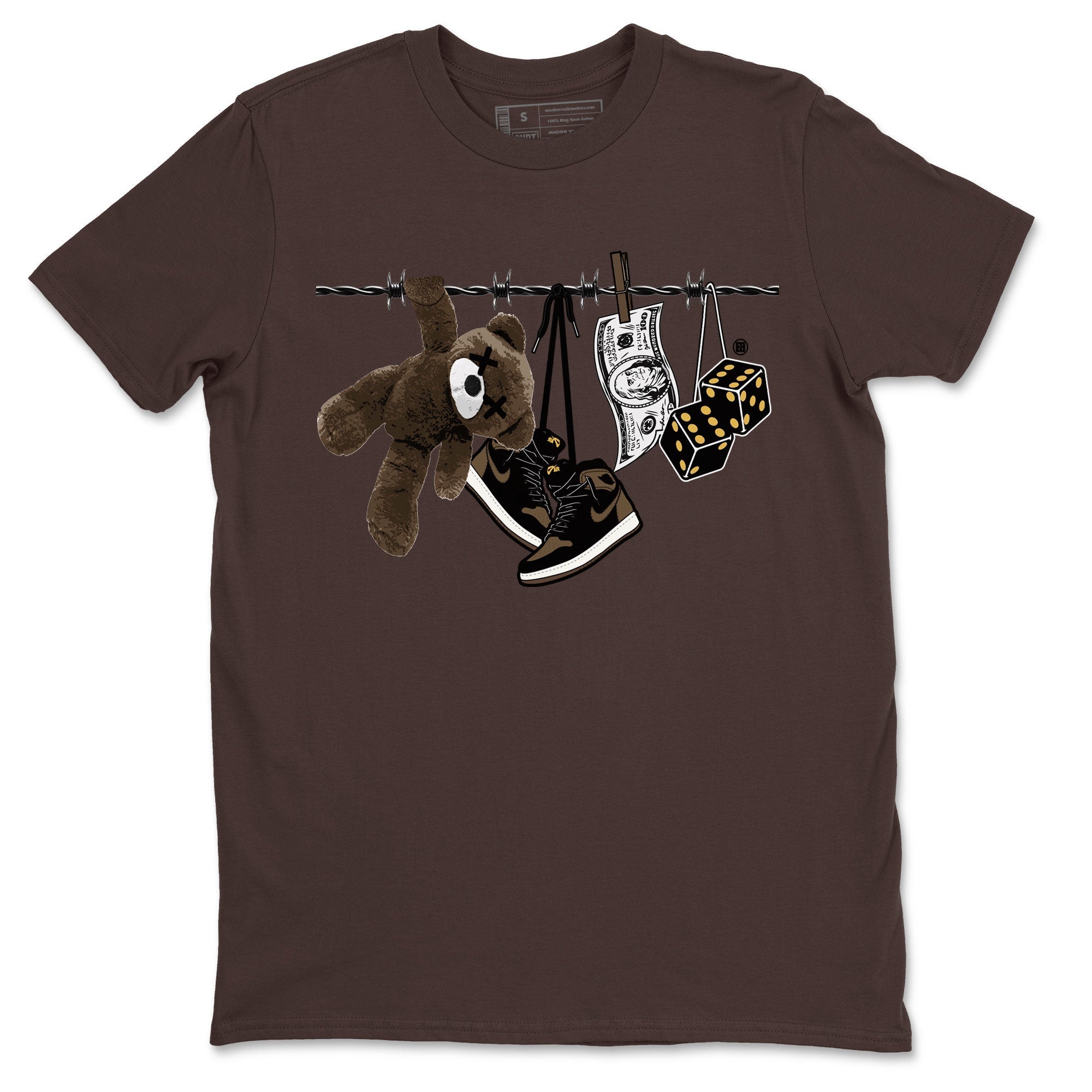Air Jordan 1 Palomino shirt to match jordans Clothesline Streetwear Sneaker Shirt Air Jordan 1 Retro High OG Palomino Drip Gear Zone Sneaker Matching Clothing Casual Unisex shirts Dark Chocolate 2 T-Shirt