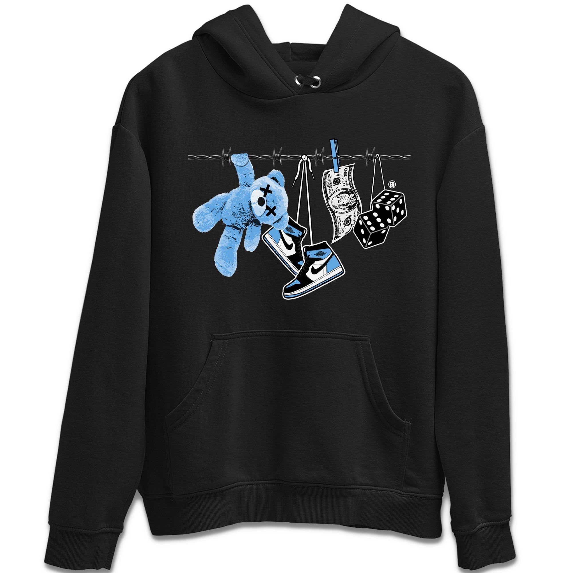 Air Jordan 1 Retro High OG UNC Toe Shirt to match Jordans Clothesline Streetwear Sneaker Shirt UNC Toe 1s Tees Crew Neck T-Shirts Black 2