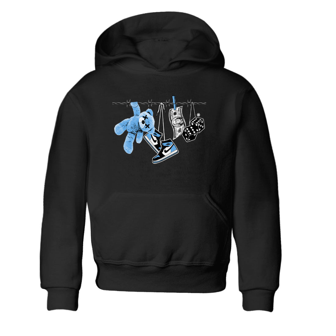 Air Jordan 1 Retro High OG UNC Toe Shirt to match Jordans Clothesline Streetwear Sneaker Shirt UNC Toe 1s Tees Kids and Baby Tees Black 2