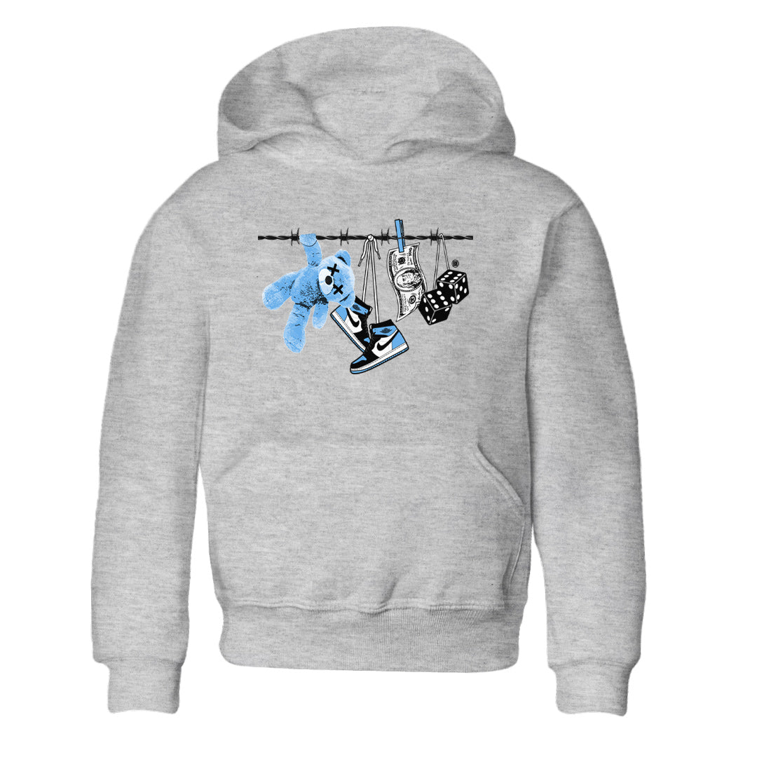 Air Jordan 1 Retro High OG UNC Toe Shirt to match Jordans Clothesline Streetwear Sneaker Shirt UNC Toe 1s Tees Kids and Baby Tees Heather Grey 2