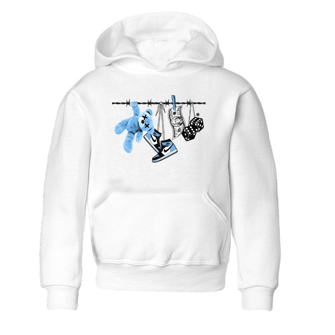 Air Jordan 1 Retro High OG UNC Toe Shirt to match Jordans Clothesline Streetwear Sneaker Shirt UNC Toe 1s Tees Kids and Baby Tees White 2