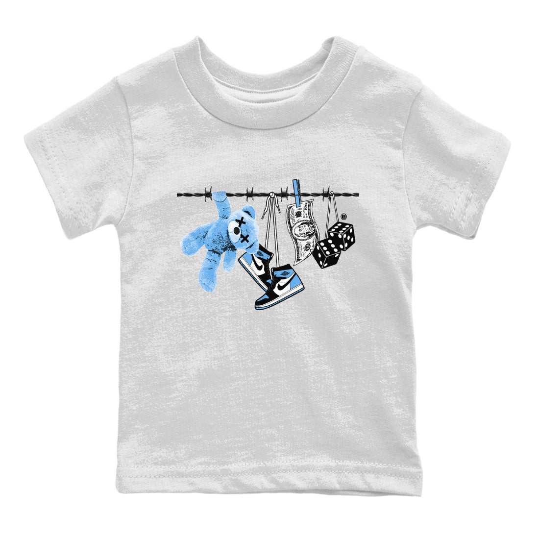 Air Jordan 1 Retro High OG UNC Toe Shirt to match Jordans Clothesline Streetwear Sneaker Shirt UNC Toe 1s Tees Kids and Baby Tees White 2